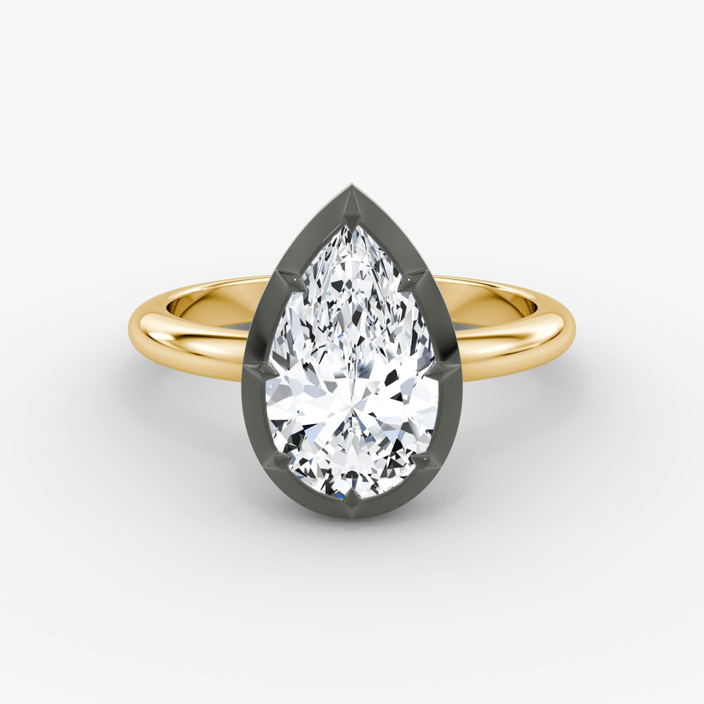 El Georgiano | Pera | 18k | Oro amarillo y rodio negro | bandAccent: Simple | diamondOrientation: vertical | caratWeight: other