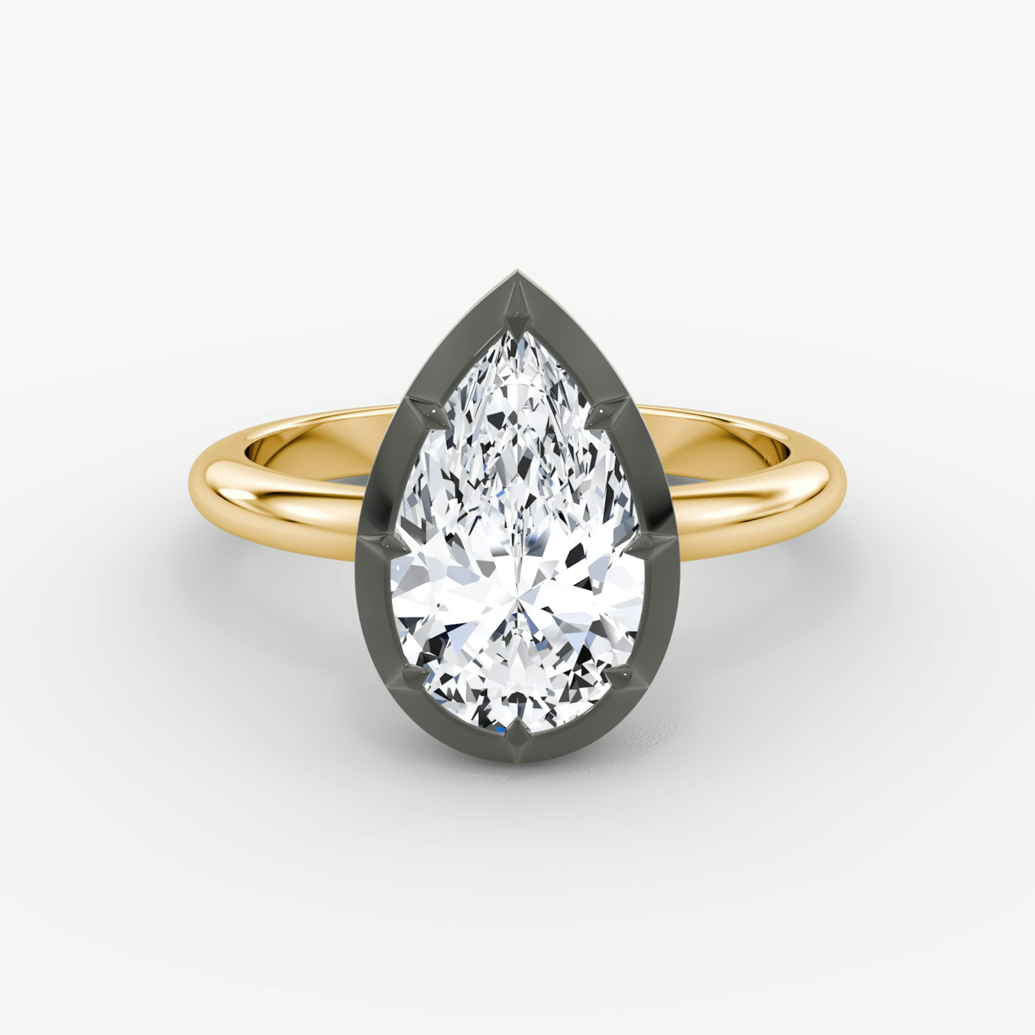 The Georgian | Pear | 18k | Yellow Gold and Black Rhodium | bandAccent: Plain | diamondOrientation: vertical | caratWeight: other