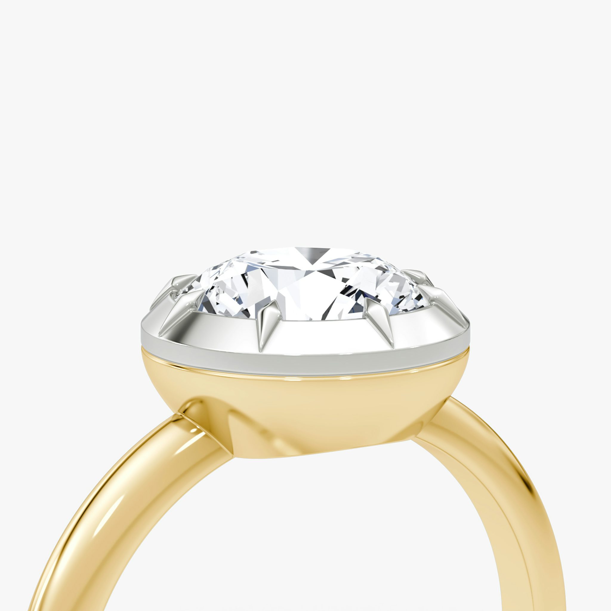 The Georgian | Round Brilliant | 18k | Yellow Gold and Platinum | bandAccent: Plain | caratWeight: other | diamondOrientation: vertical