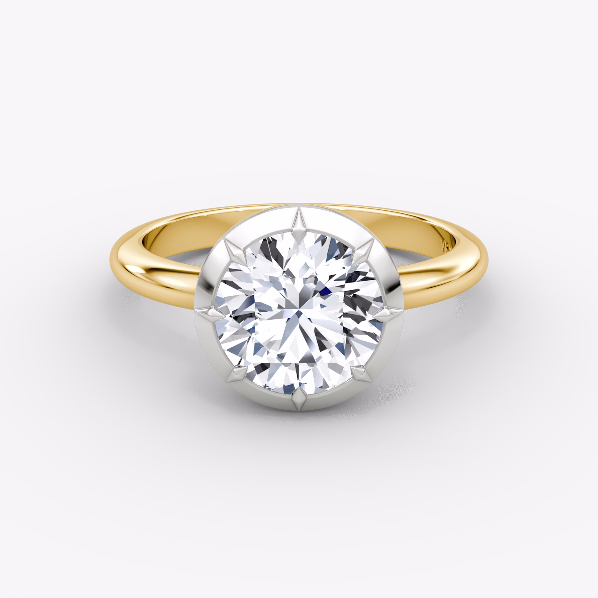 The Georgian | Round Brilliant | 18k | Yellow Gold and Platinum | bandAccent: Plain | caratWeight: other | diamondOrientation: vertical