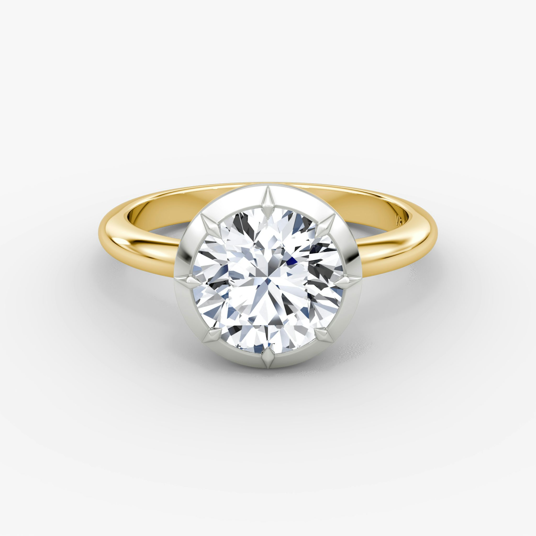 The Georgian | Round Brilliant | 18k | Yellow Gold and Platinum | bandAccent: Plain | caratWeight: other | diamondOrientation: vertical