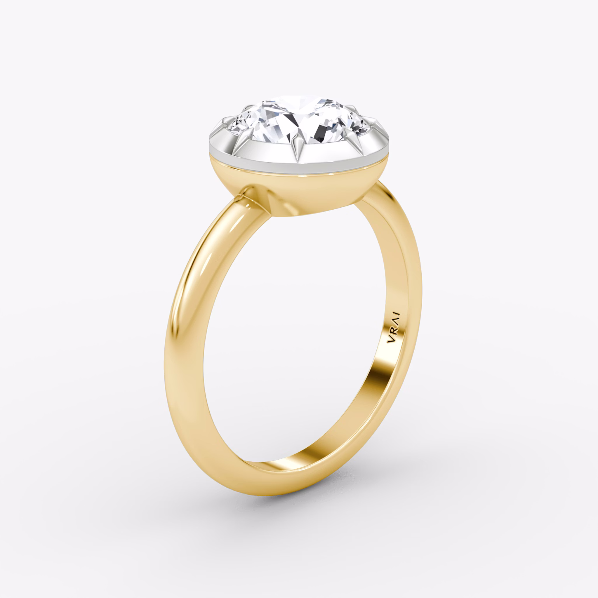 The Georgian | Round Brilliant | 18k | Yellow Gold and Platinum | bandAccent: Plain | caratWeight: other | diamondOrientation: vertical