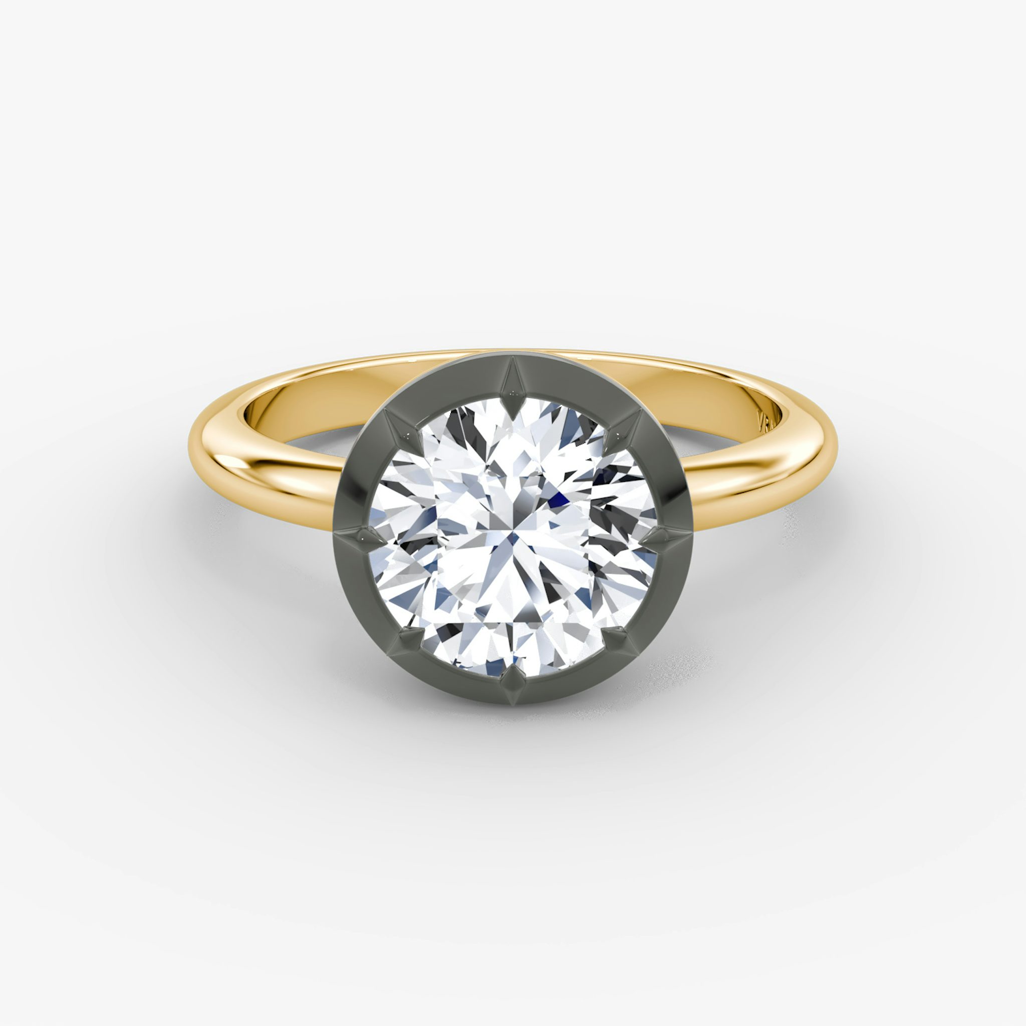 The Georgian | Round Brilliant | 18k | Yellow Gold and Black Rhodium | bandAccent: Plain | caratWeight: other | diamondOrientation: vertical
