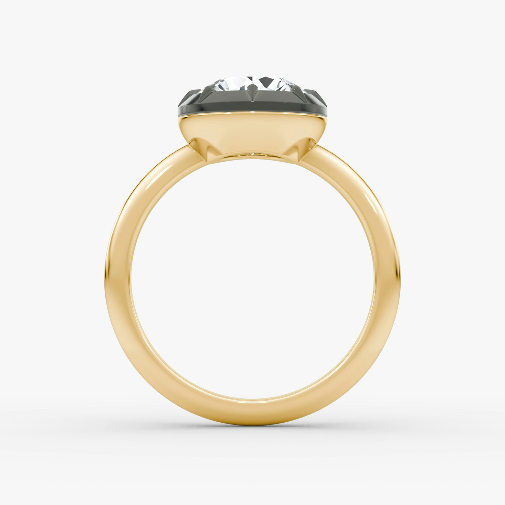 The Georgian | Round Brilliant | 18k | Yellow Gold and Black Rhodium | bandAccent: Plain | caratWeight: other | diamondOrientation: vertical