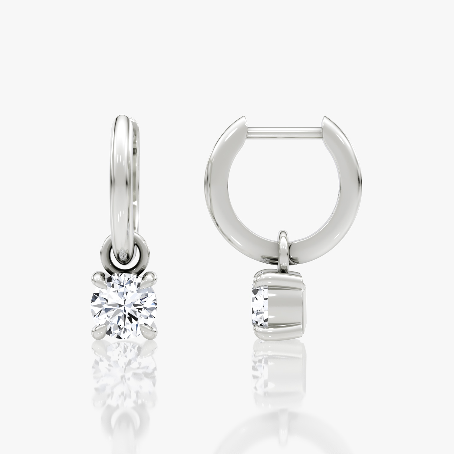 Charm Drop Huggie Hoop | Round Brilliant | Sterling Silver | caratWeight: 0.50ct