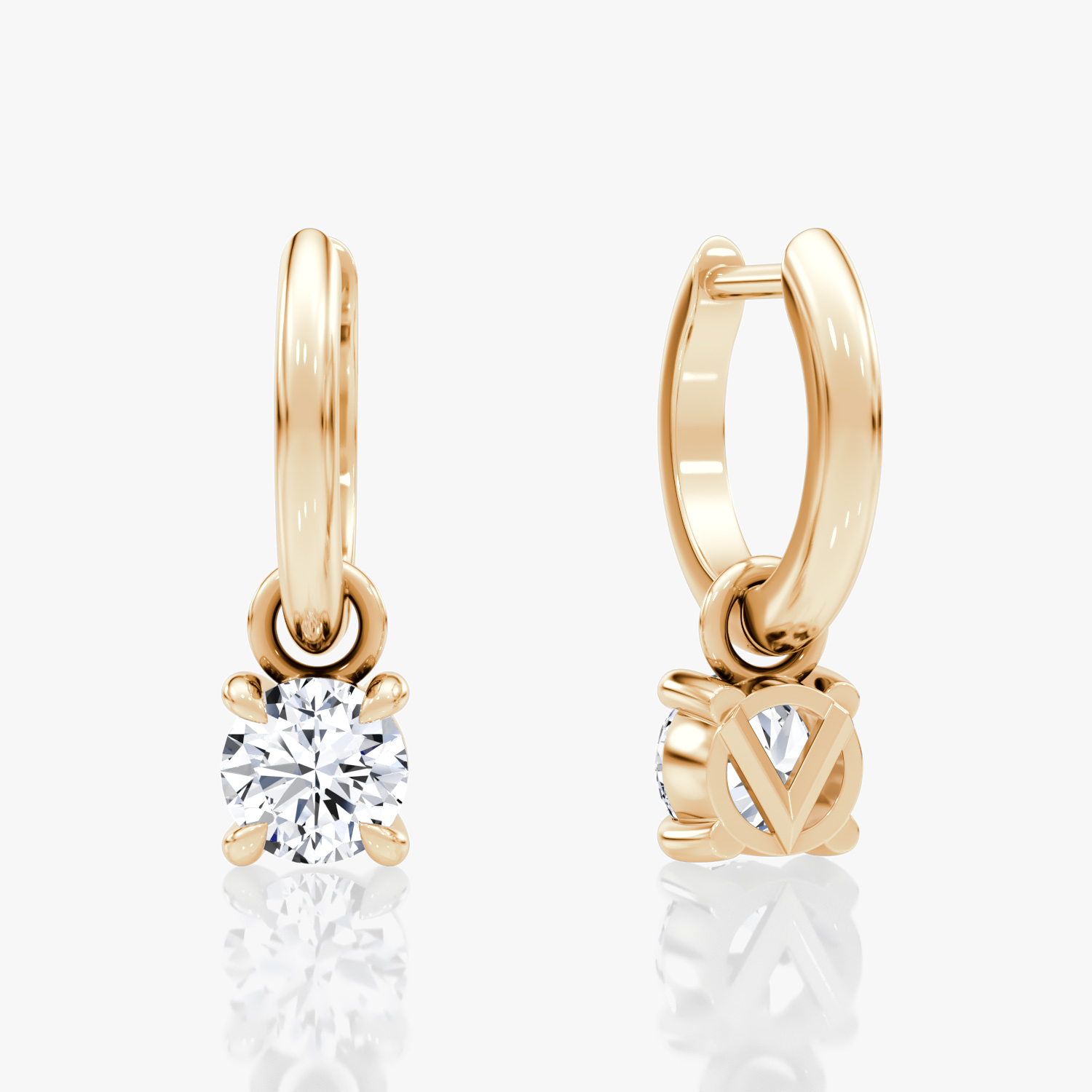 Charm Drop Huggie Hoop | Round Brilliant | 14k | Rose Gold | caratWeight: 0.50ct