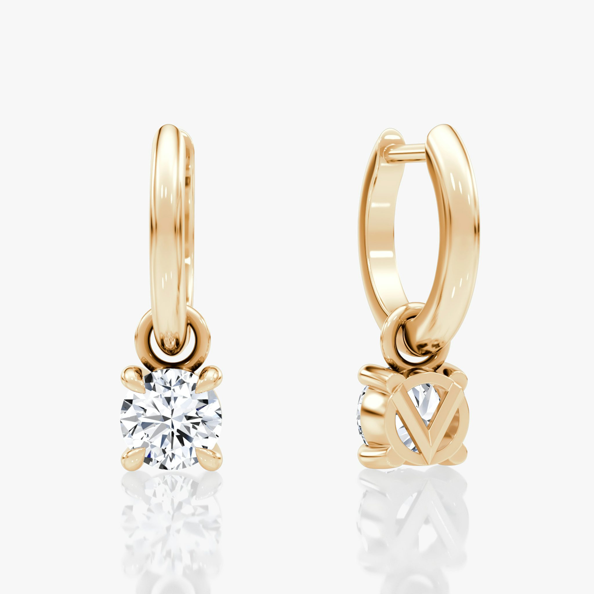 Charm Drop Huggie Hoop | Round Brilliant | 14k | Rose Gold | caratWeight: 0.50ct