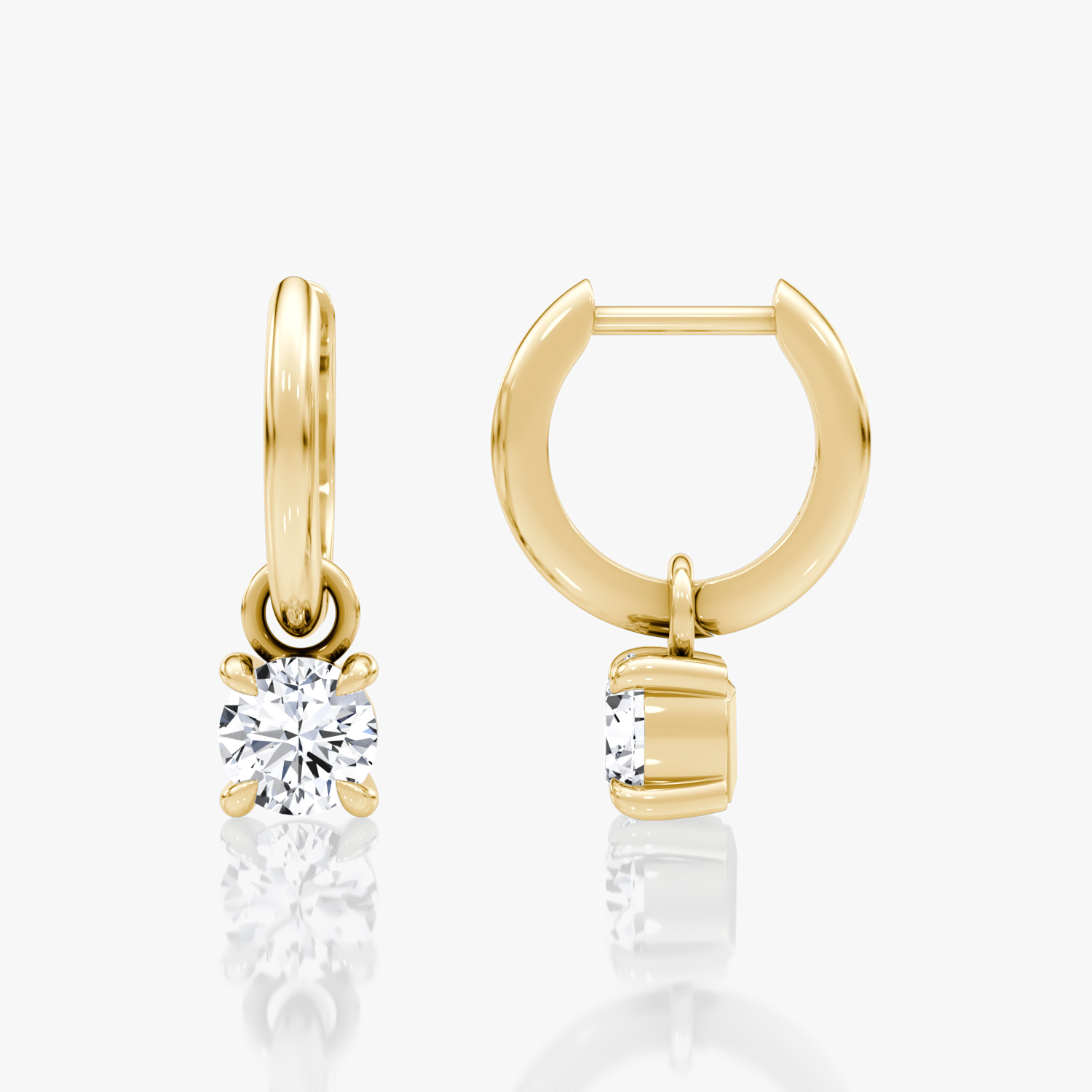 Charm Drop Huggie Hoop | Round Brilliant | 14k | Yellow Gold | caratWeight: 0.50ct
