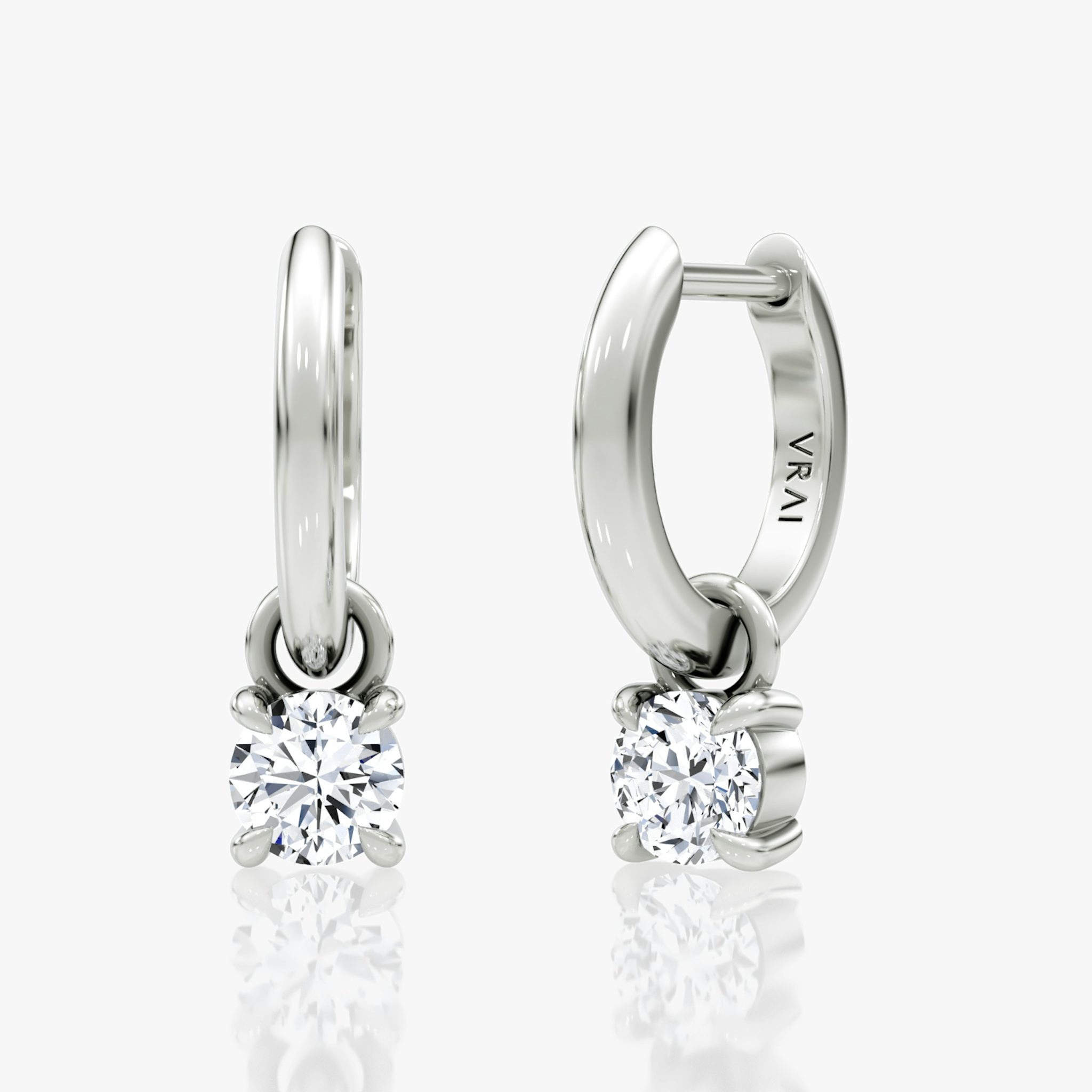 Charm Drop Huggie Hoop | Round Brilliant | Sterling Silver | caratWeight: 0.25ct