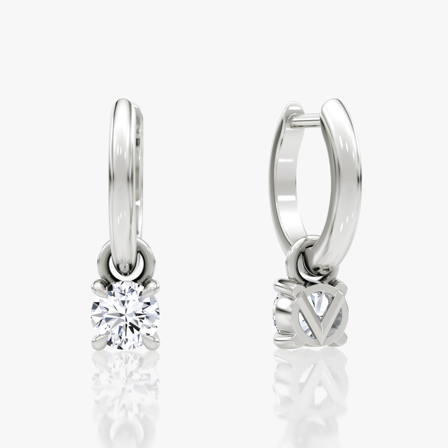 Charm Drop Huggie Hoop | Round Brilliant | 14k | White Gold | caratWeight: 0.25ct