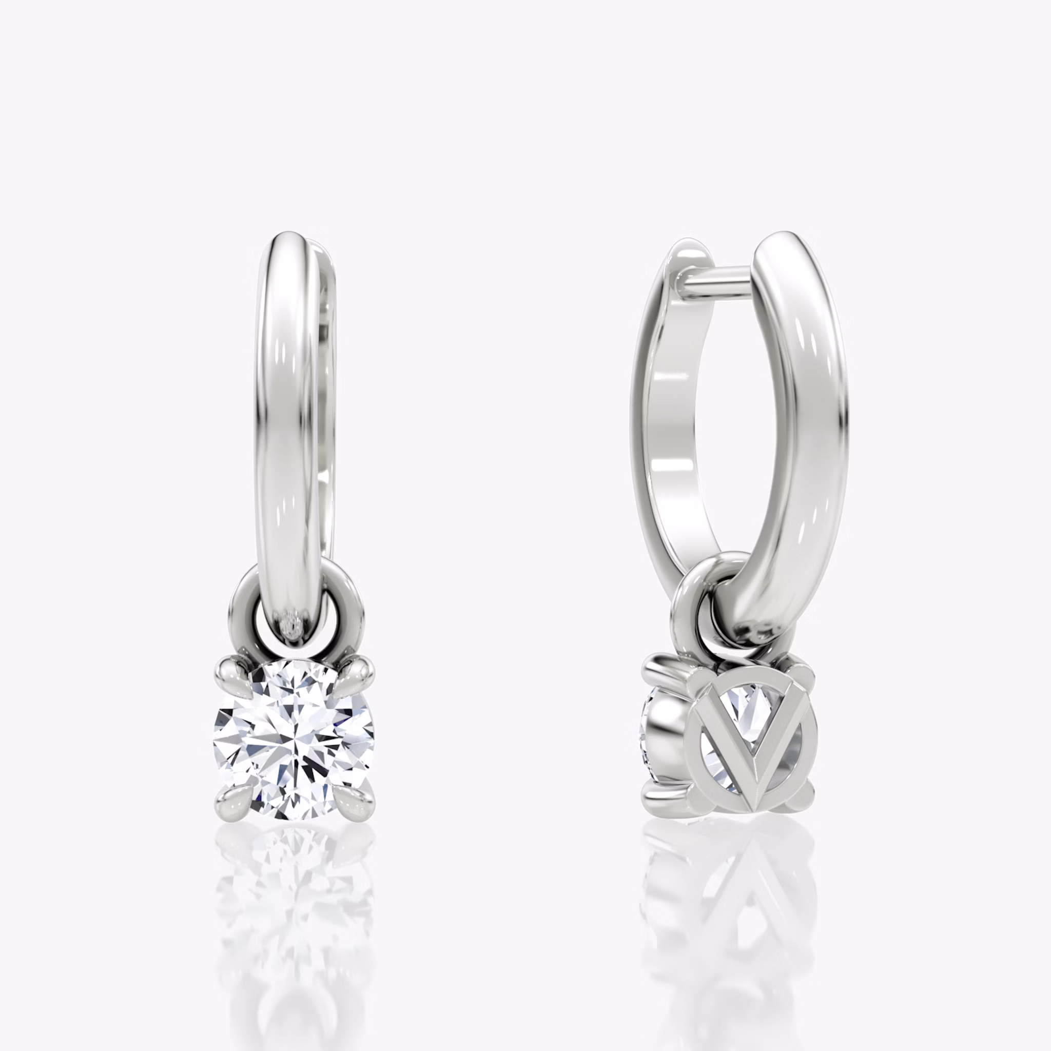 Charm Drop Huggie Hoop | Round Brilliant | 14k | White Gold | caratWeight: 0.25ct
