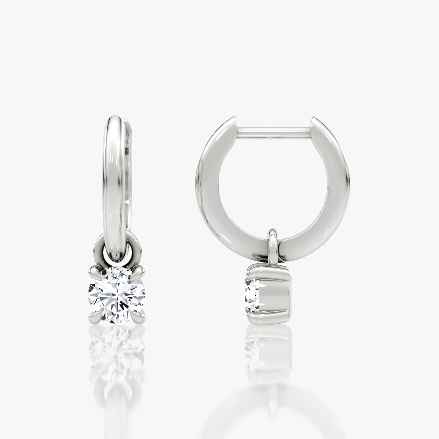 Charm Drop Huggie Hoop | Round Brilliant | 14k | White Gold | caratWeight: 0.25ct