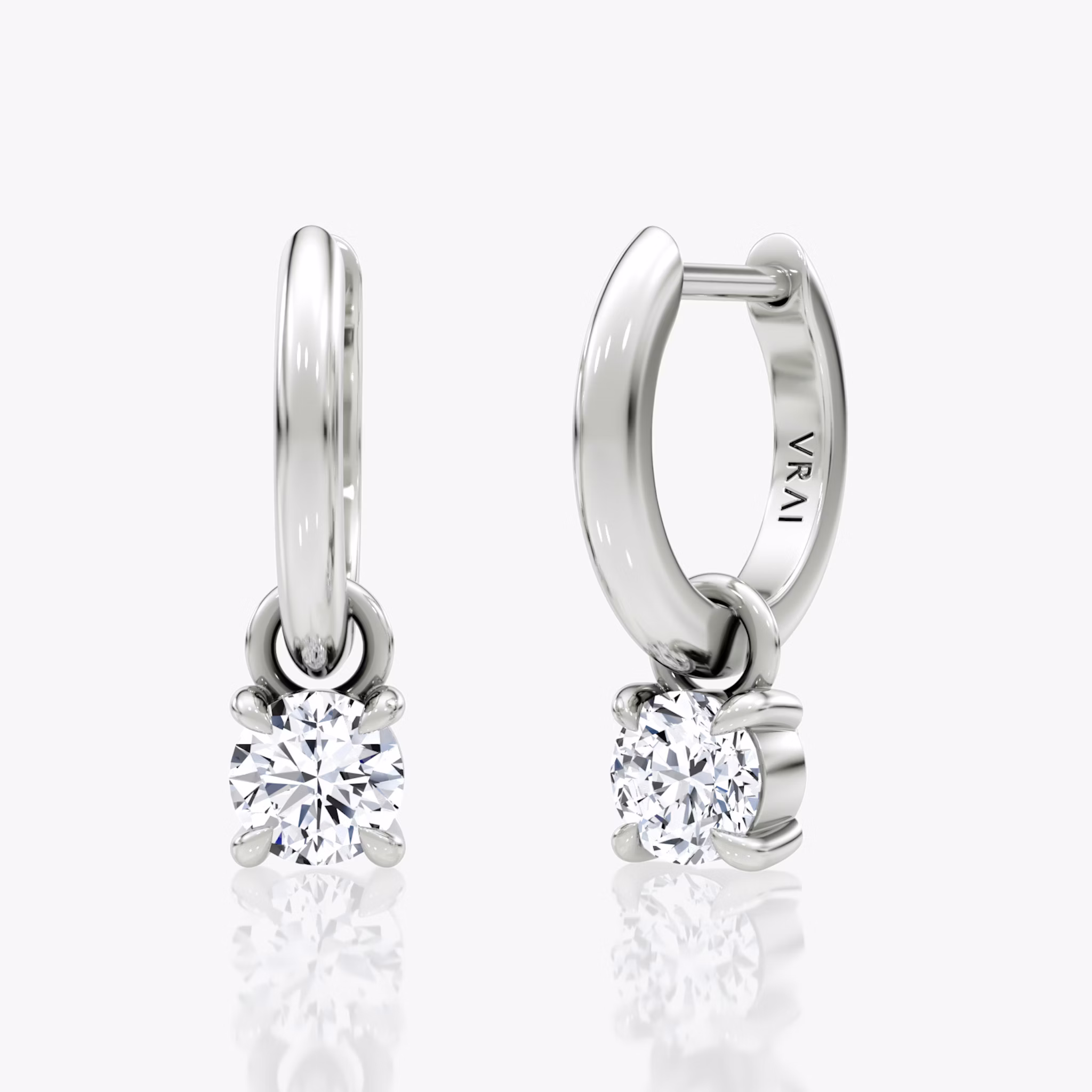 Charm Drop Huggie Hoop | Round Brilliant | 14k | White Gold | caratWeight: 0.25ct
