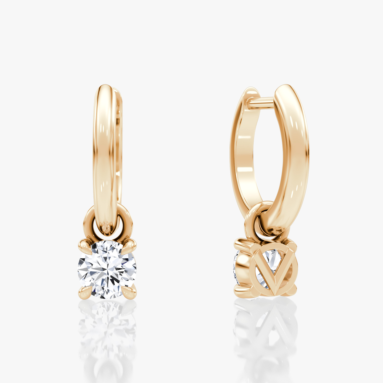 Charm Drop Huggie Hoop | Round Brilliant | 14k | Rose Gold | caratWeight: 0.25ct