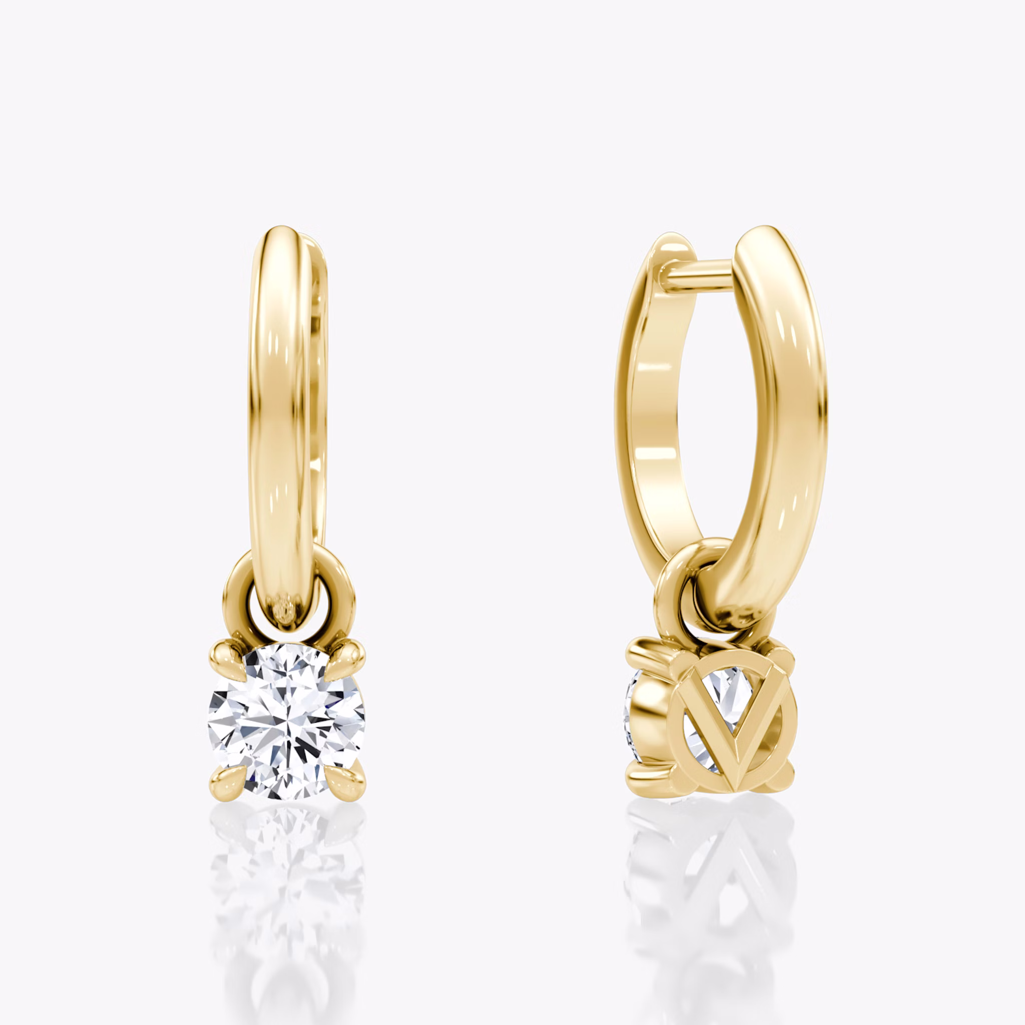 Charm Drop Huggie Hoop | Round Brilliant | 14k | Yellow Gold | caratWeight: 0.25ct