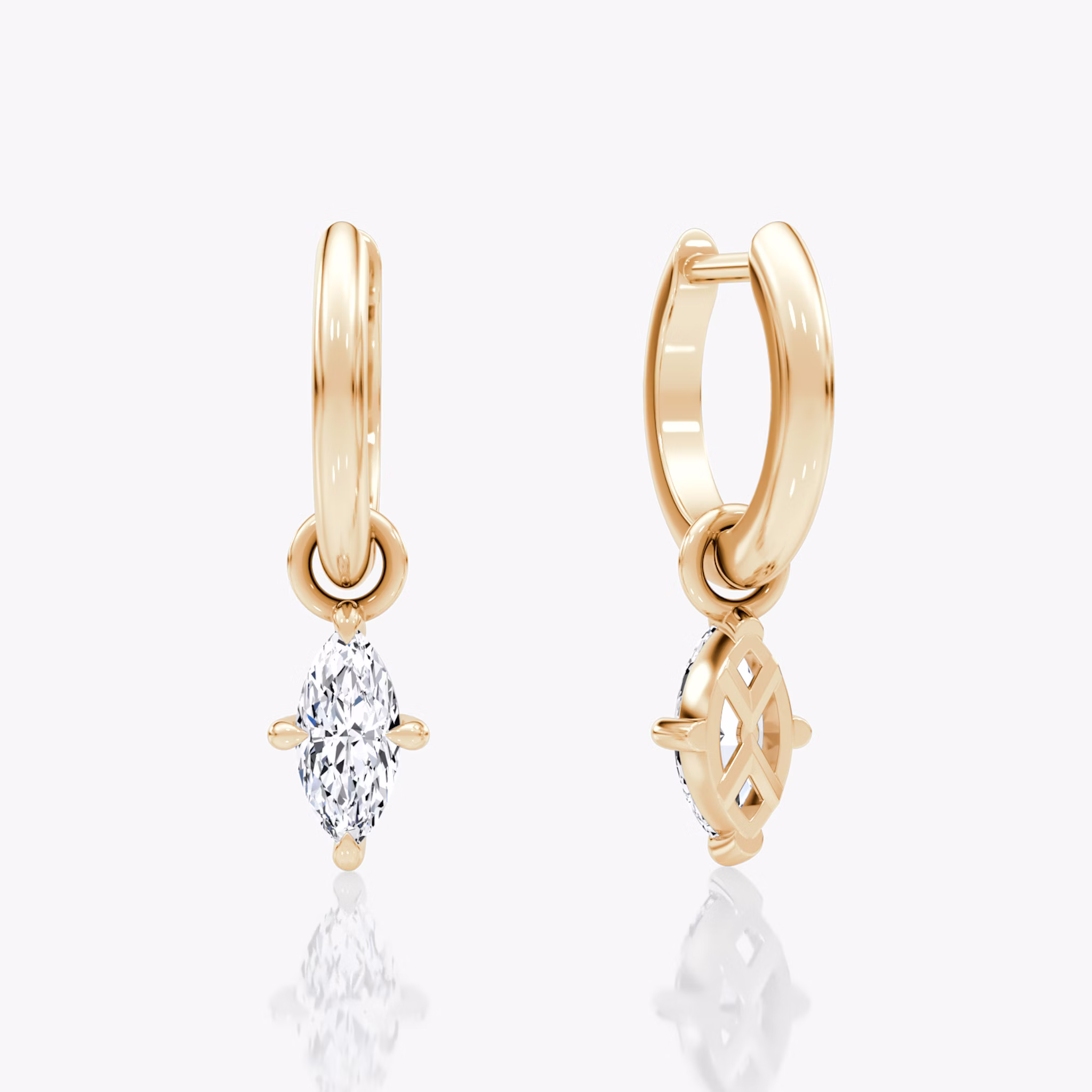 Charm Drop Huggie Hoop | Marquise | 14k | Rose Gold | caratWeight: 0.25ct