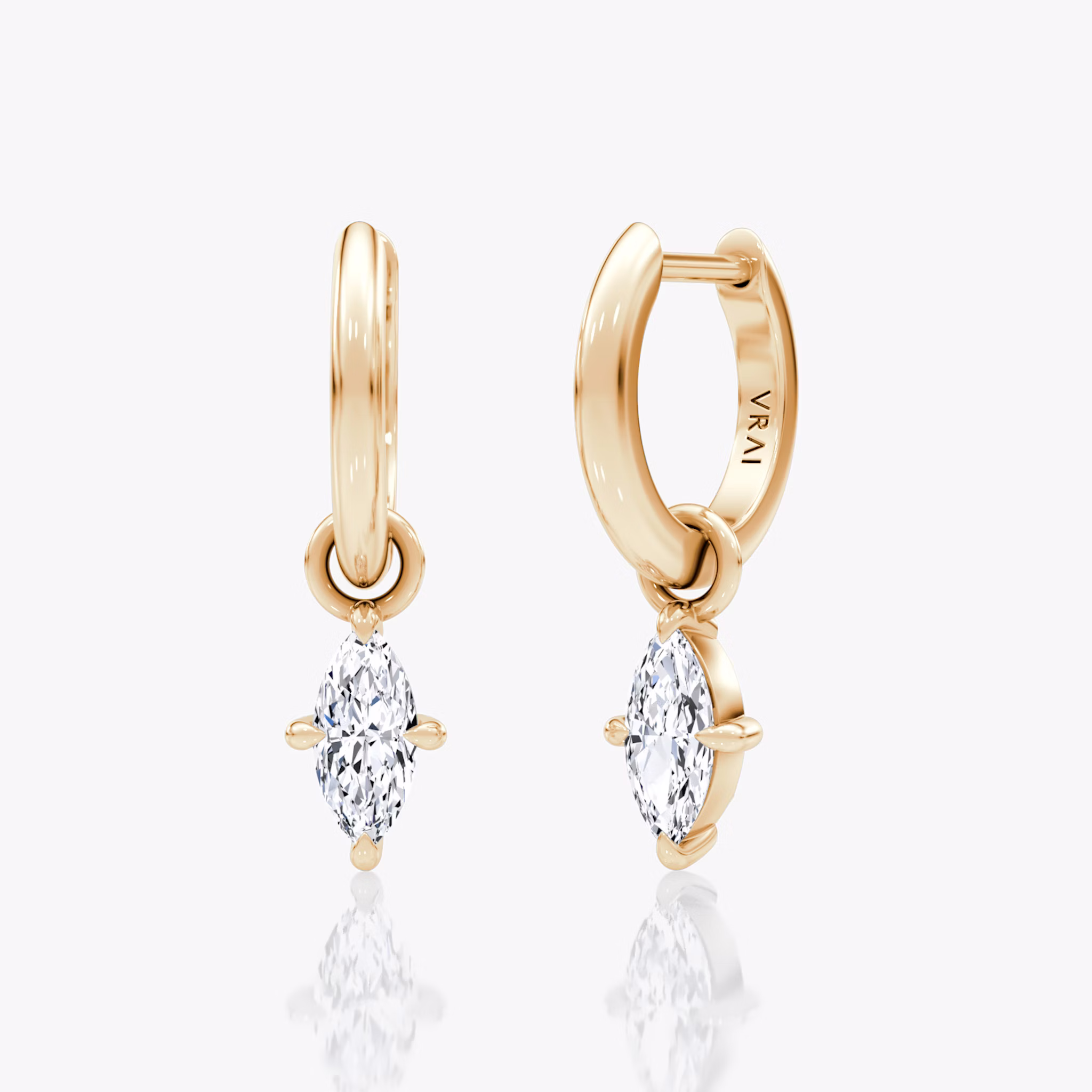 Charm Drop Huggie Hoop | Marquise | 14k | Rose Gold | caratWeight: 0.25ct