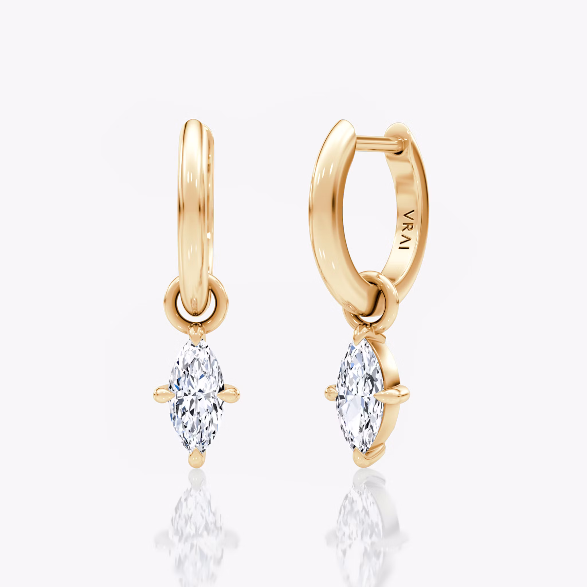 Charm Drop Huggie Hoop Marquise | Rose Gold