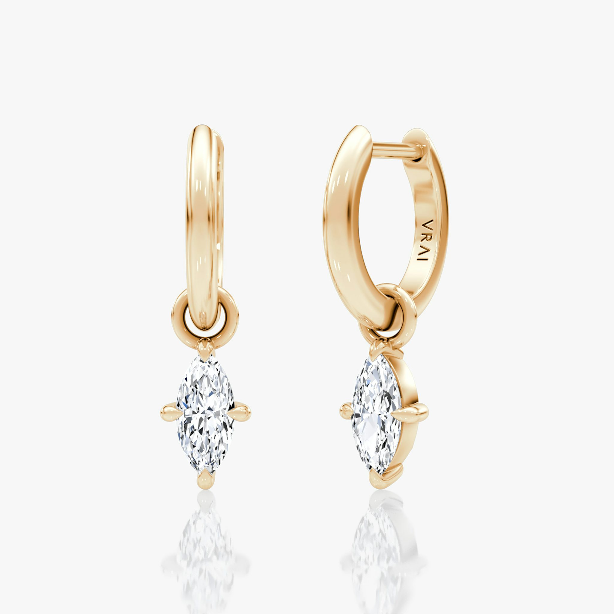 Charm Drop Huggie Hoop | Marquise | 14k | Rose Gold | caratWeight: 0.25ct