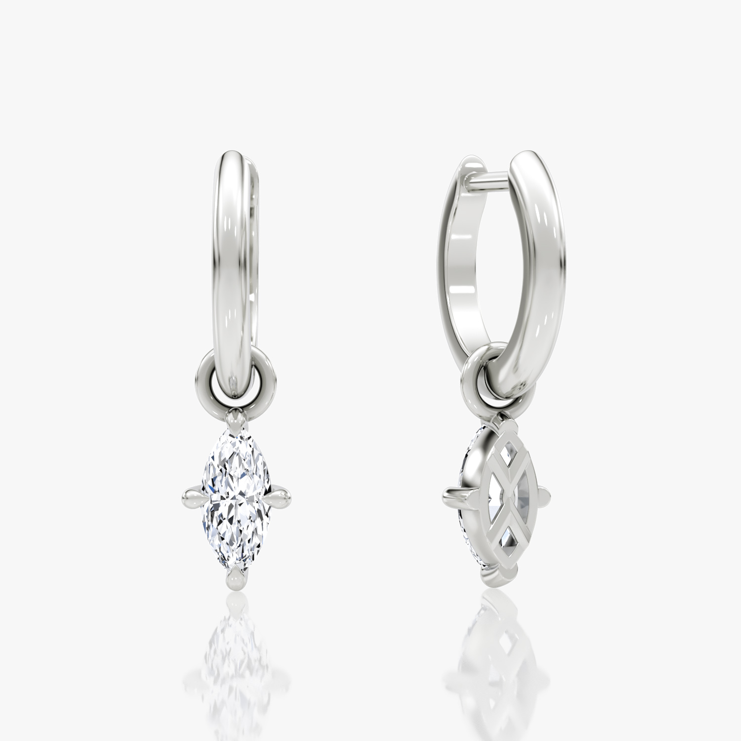 Charm Drop Huggie Hoop | Marquise | Sterling Silver | caratWeight: 0.25ct