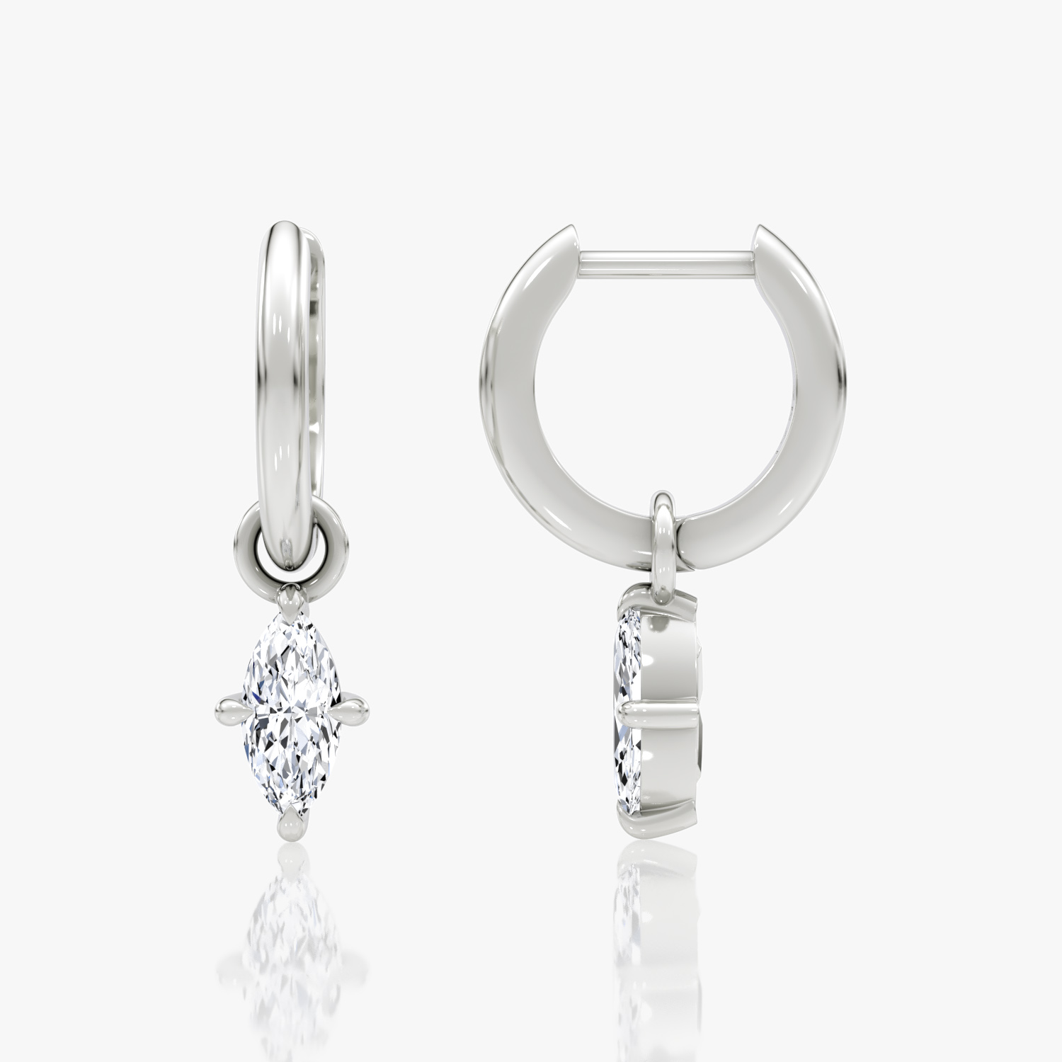 Charm Drop Huggie Hoop | Marquise | Sterling Silver | caratWeight: 0.25ct