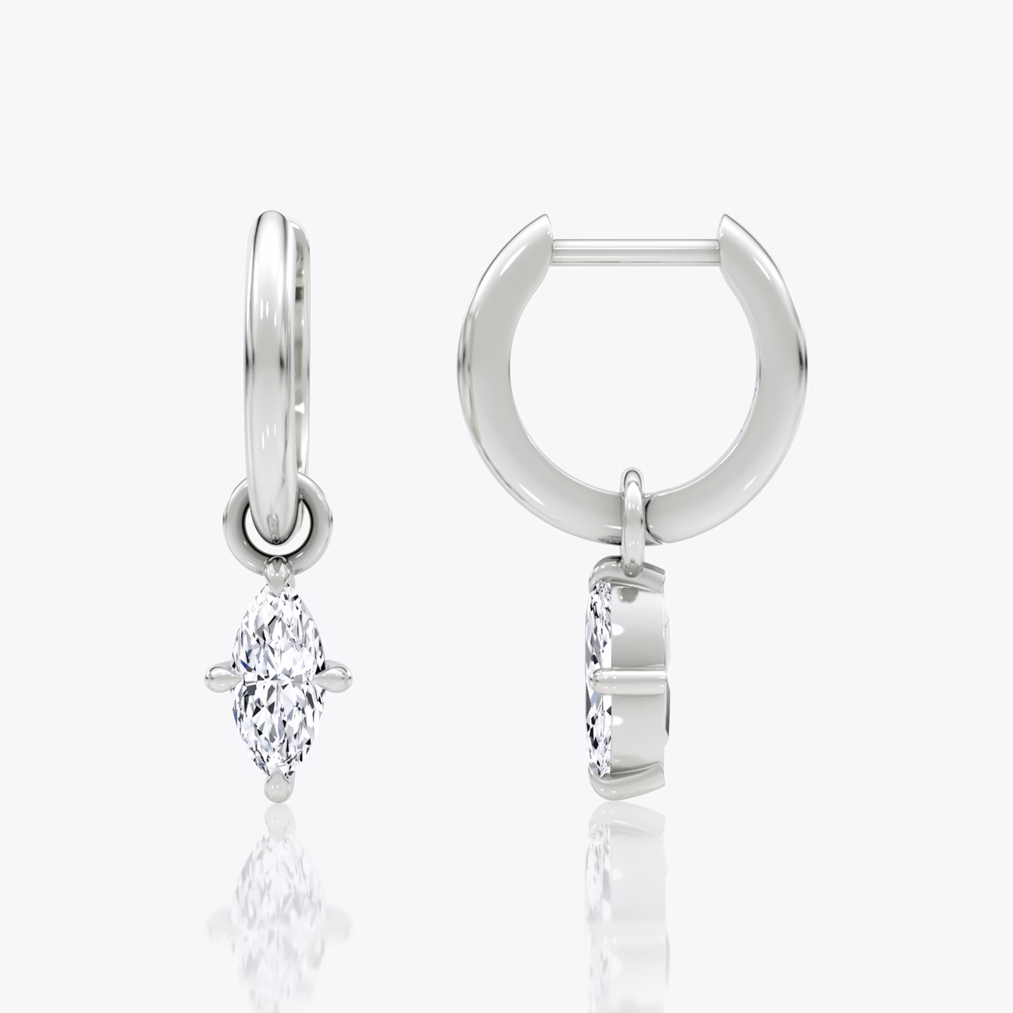Charm Drop Huggie Hoop | Marquise | Sterling Silver | caratWeight: 0.25ct