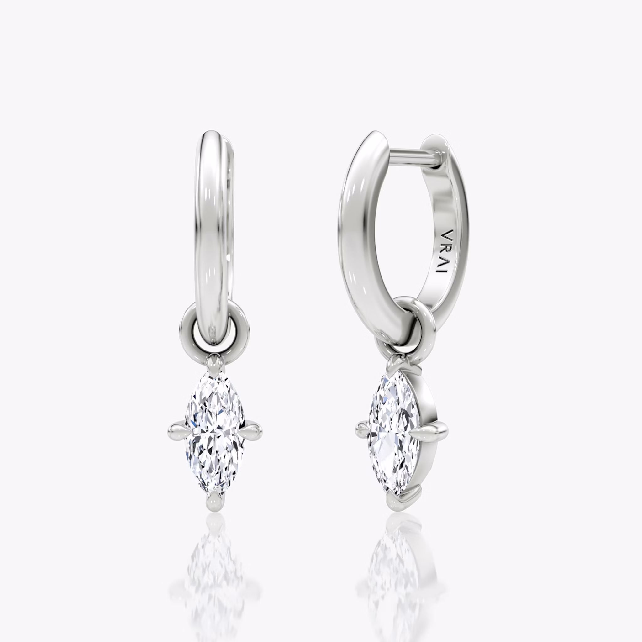 Charm Drop Huggie Hoop | Marquise | Sterling Silver | caratWeight: 0.25ct