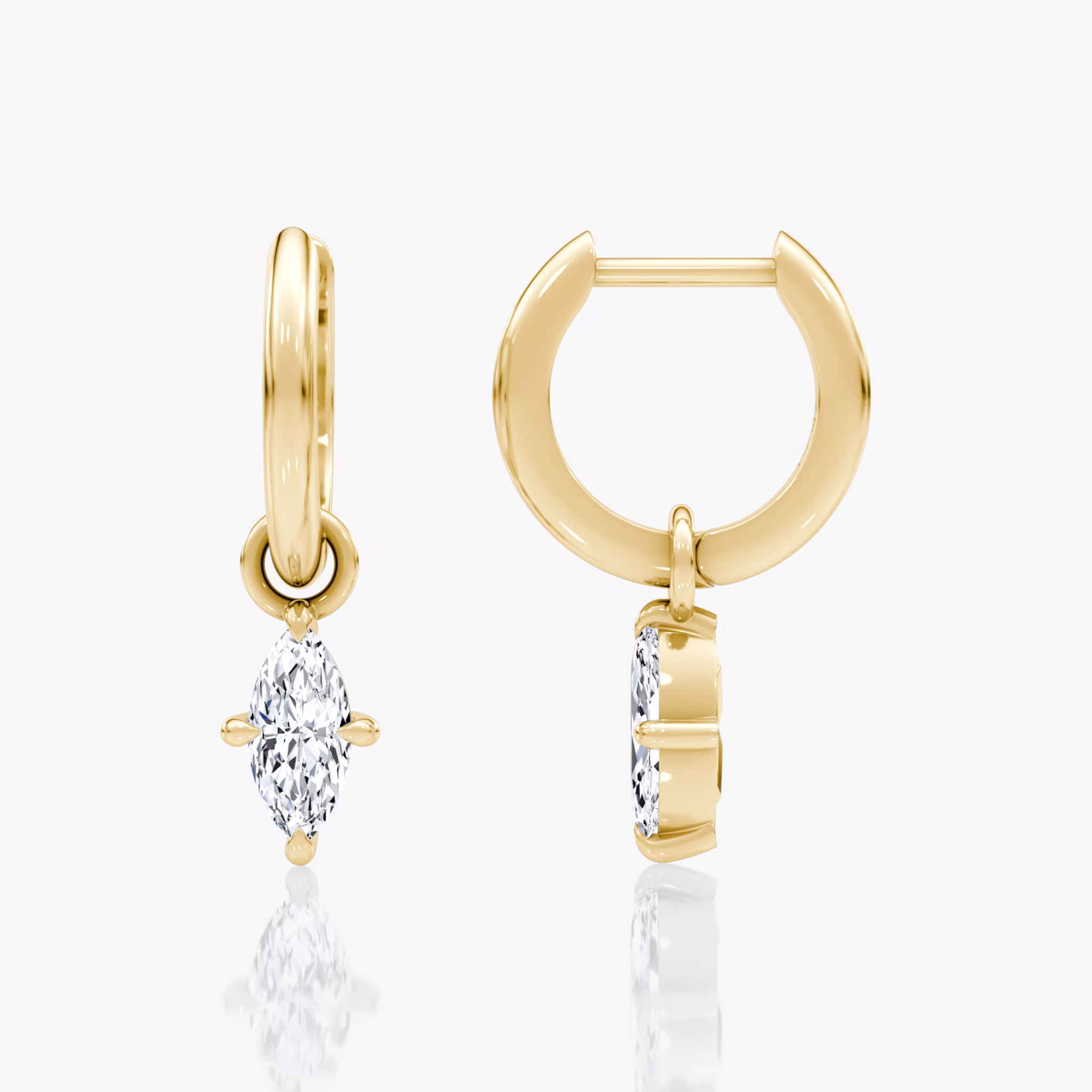 Charm Drop Huggie Hoop | Marquise | 14k | Yellow Gold | caratWeight: 0.25ct