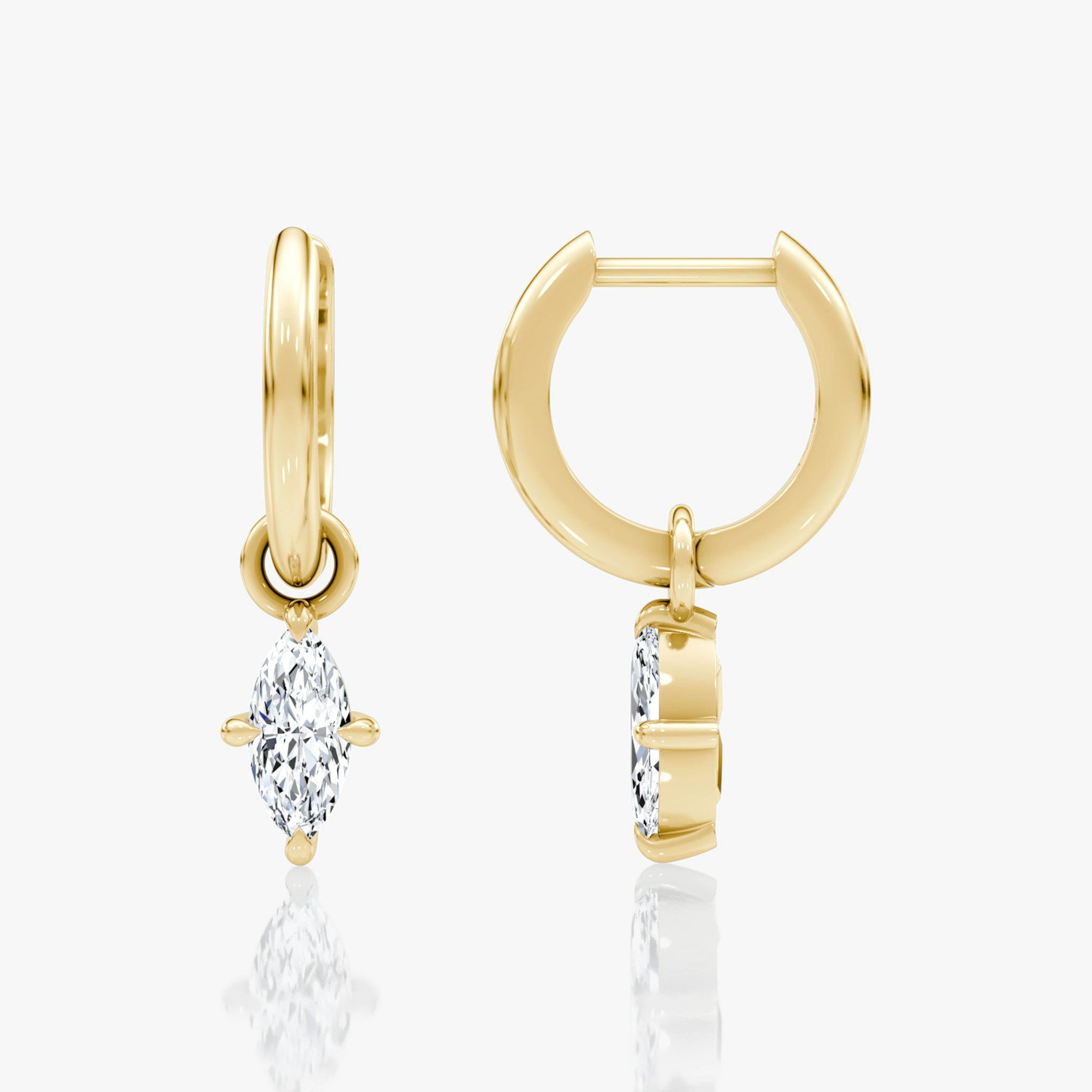 Charm Drop Huggie Hoop | Marquise | 14k | Yellow Gold | caratWeight: 0.25ct