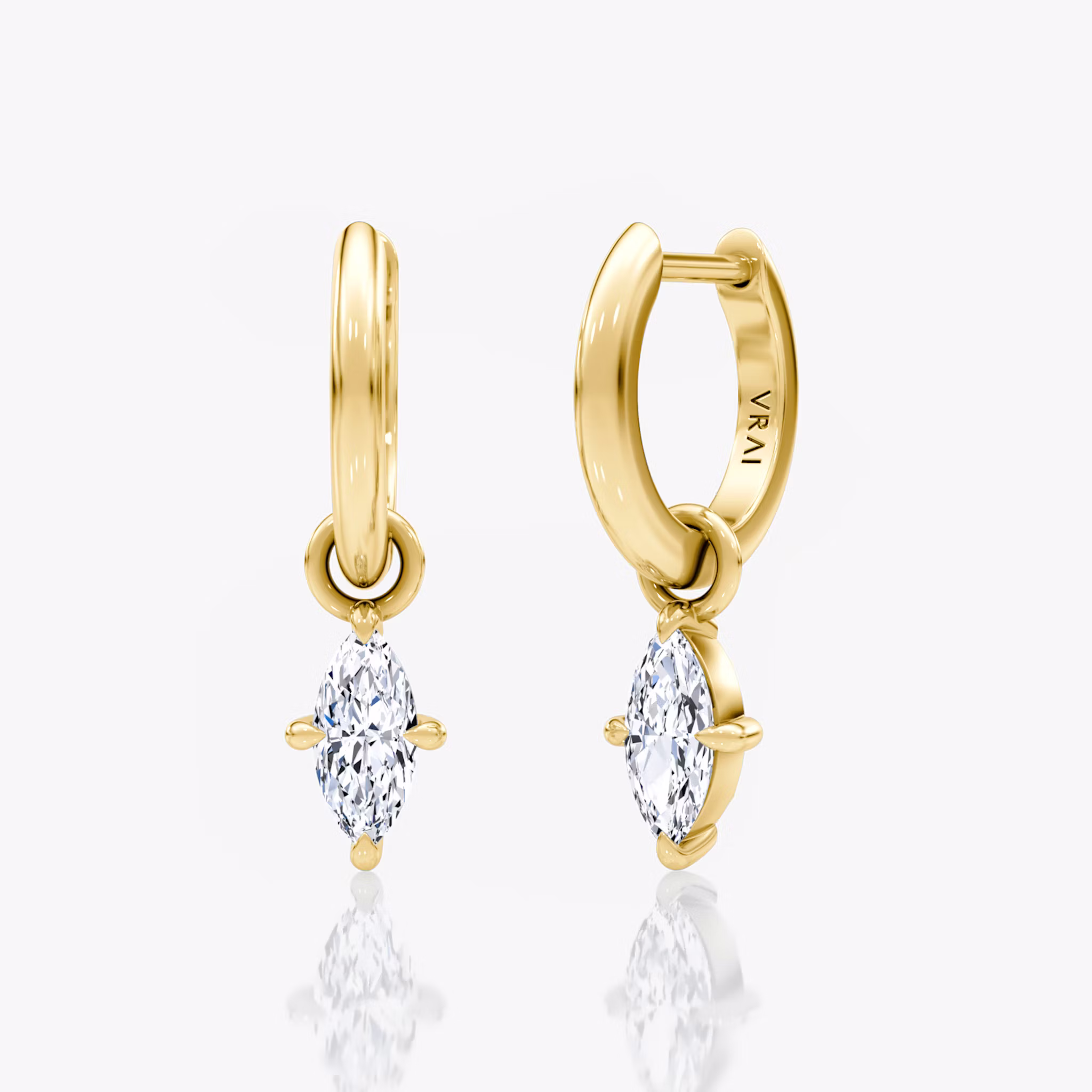 Charm Drop Huggie Hoop Marquise | Yellow Gold