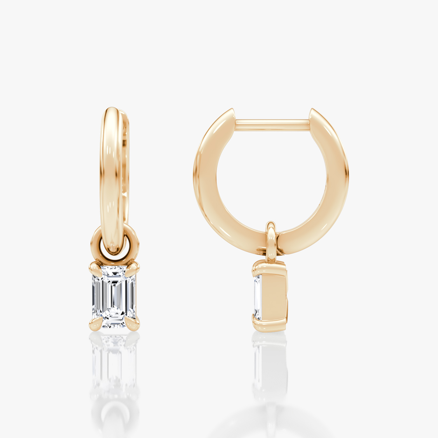 Charm Drop Huggie Hoop | Emerald | 14k | Rose Gold | caratWeight: 0.25ct