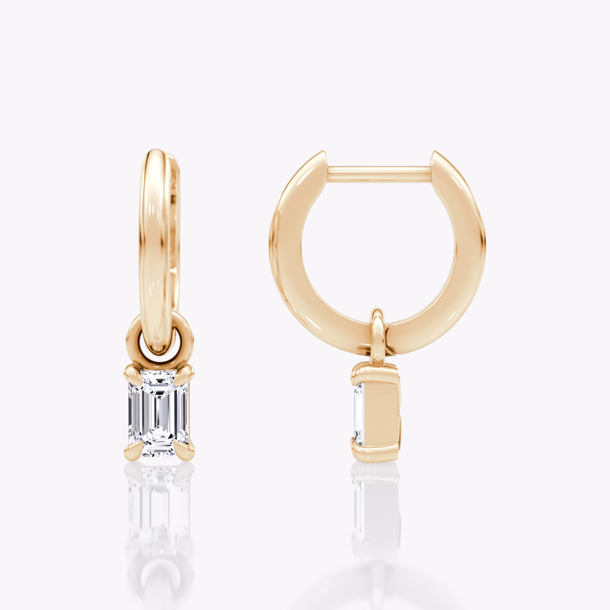 Charm Drop Huggie Hoop | Emerald | 14k | Rose Gold | caratWeight: 0.25ct