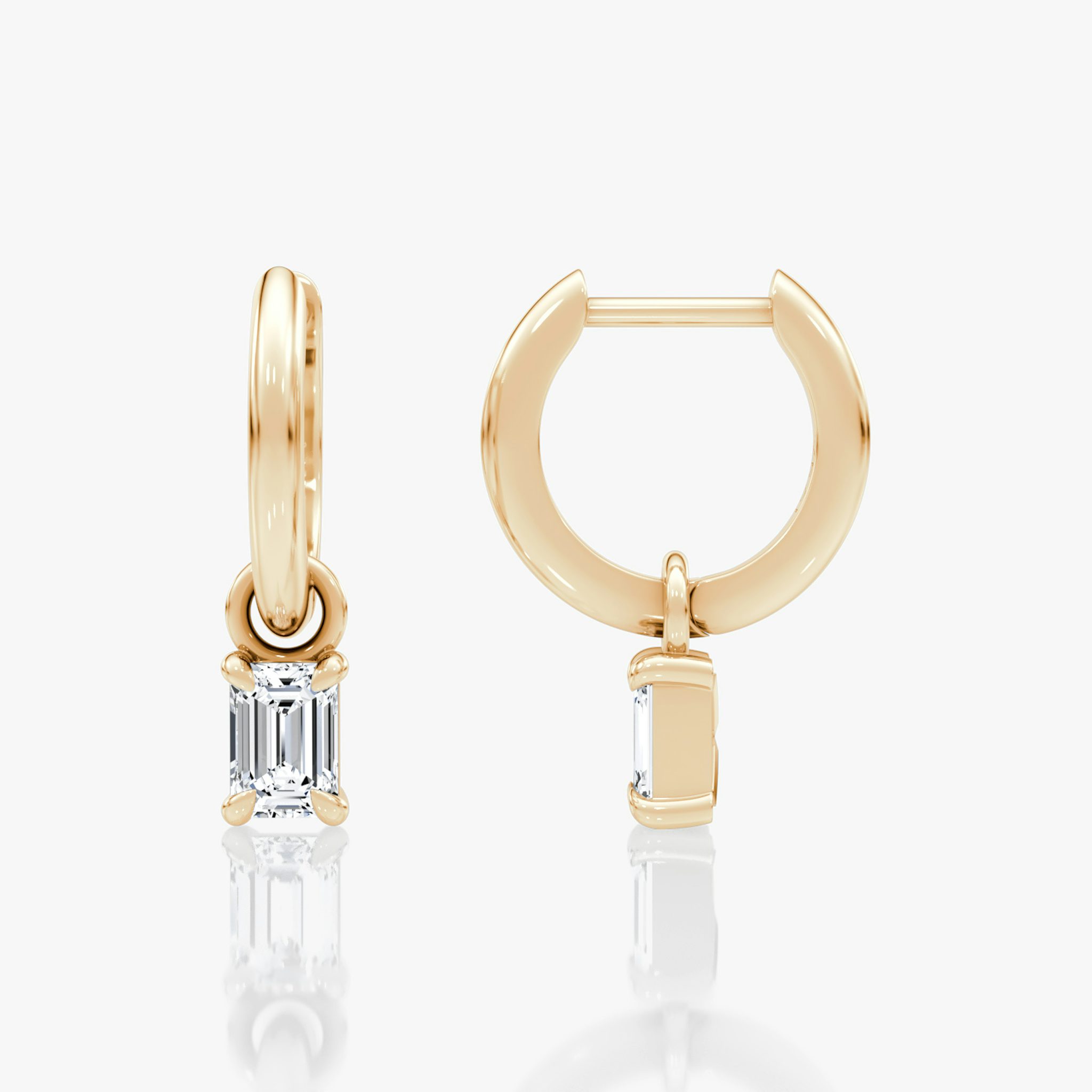 Charm Drop Huggie Hoop | Emerald | 14k | Rose Gold | caratWeight: 0.25ct