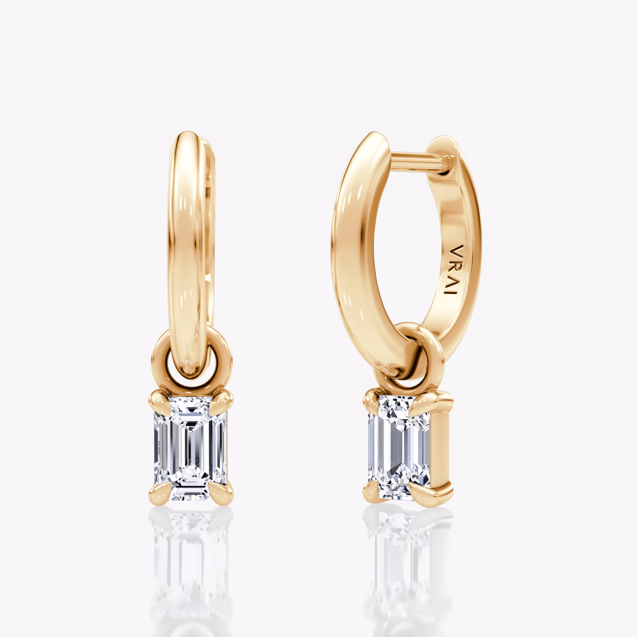 Charm Drop Huggie Hoop Emerald | Rose Gold