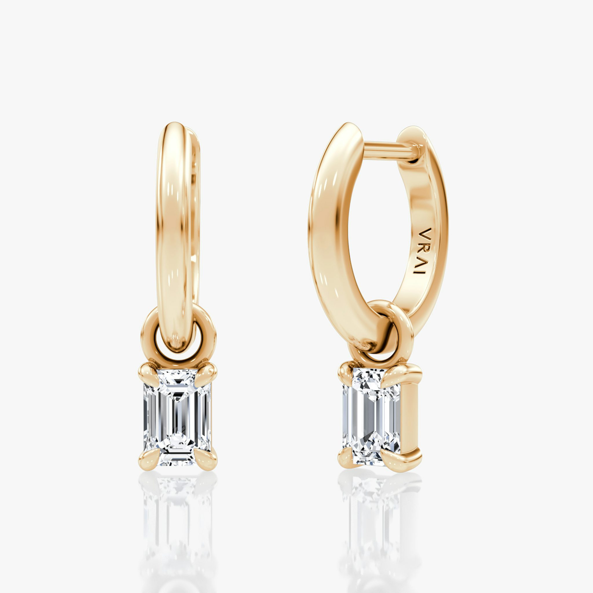 Charm Drop Huggie Hoop | Emerald | 14k | Rose Gold | caratWeight: 0.25ct