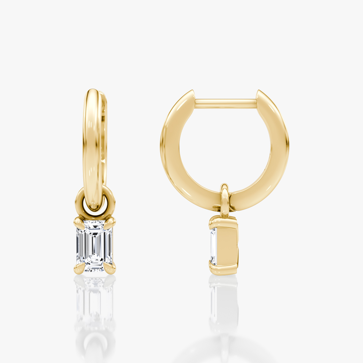 Charm Drop Huggie Hoop | Emerald | 14k | Yellow Gold | caratWeight: 0.25ct