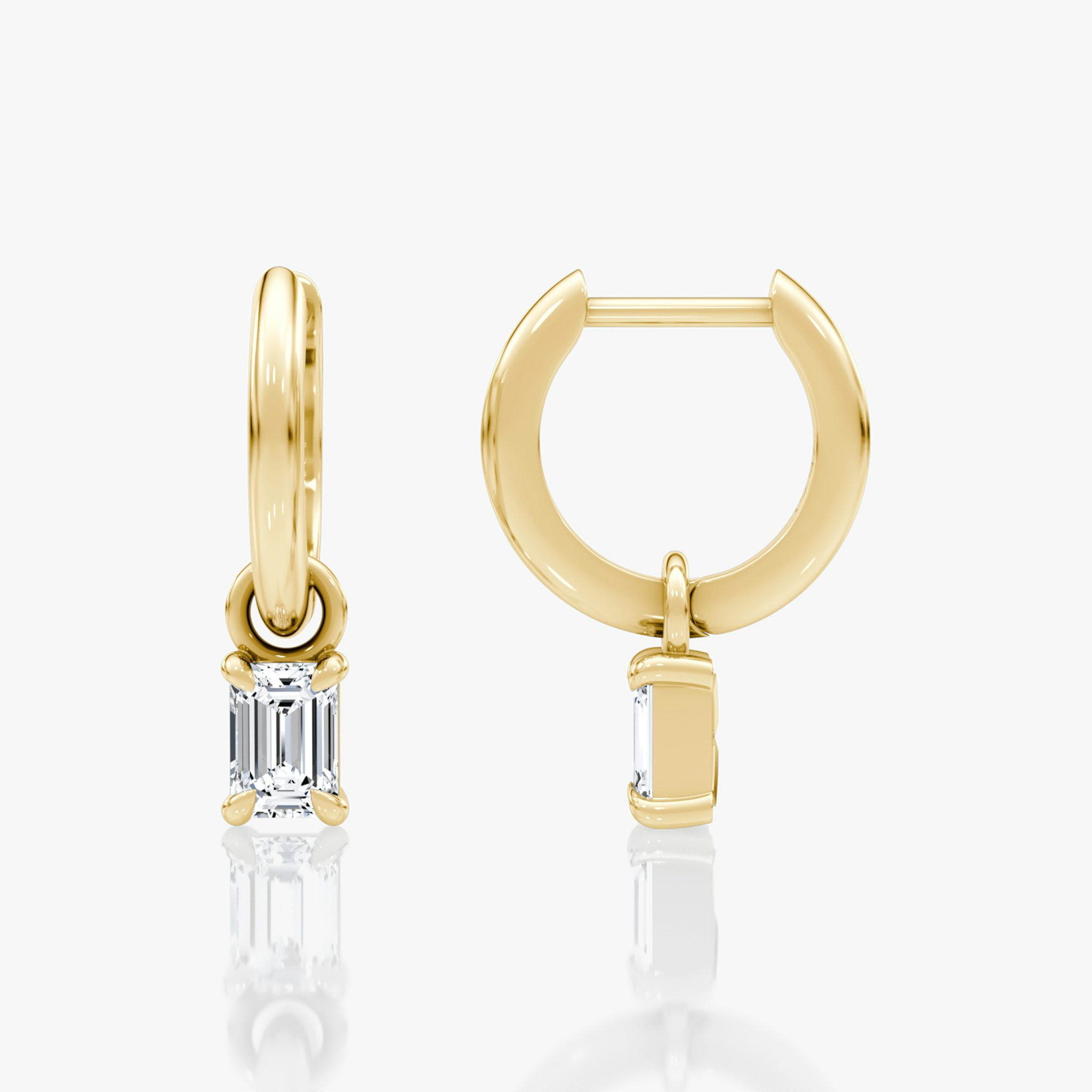 Charm Drop Huggie Hoop | Emerald | 14k | Yellow Gold | caratWeight: 0.25ct