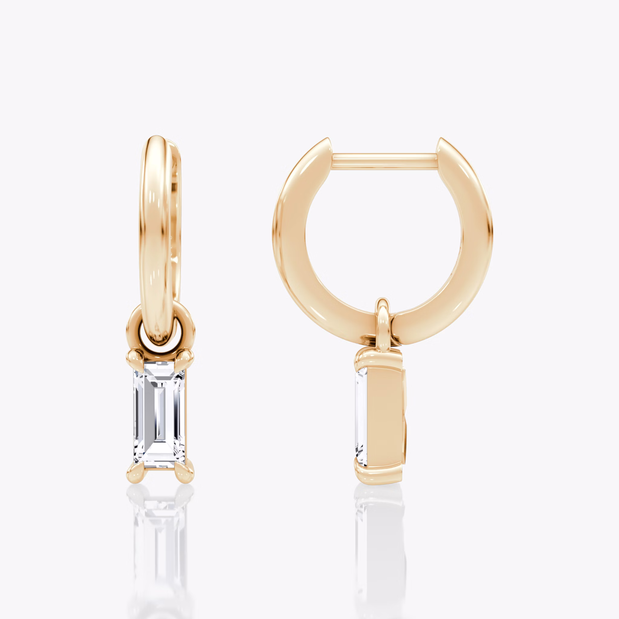 Charm Drop Huggie Hoop | Baguette | 14k | Rose Gold | caratWeight: 0.25ct