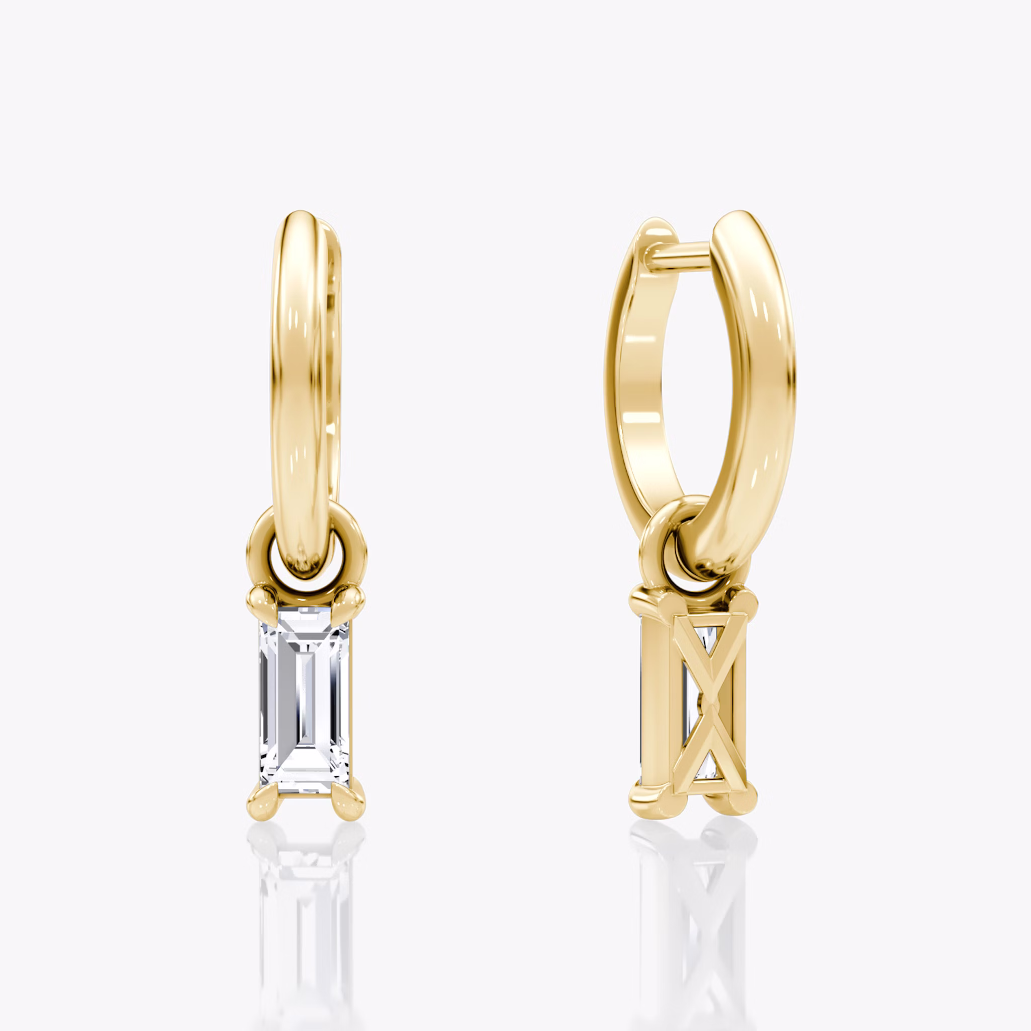 Charm Drop Huggie Hoop | Baguette | 14k | Yellow Gold | caratWeight: 0.25ct