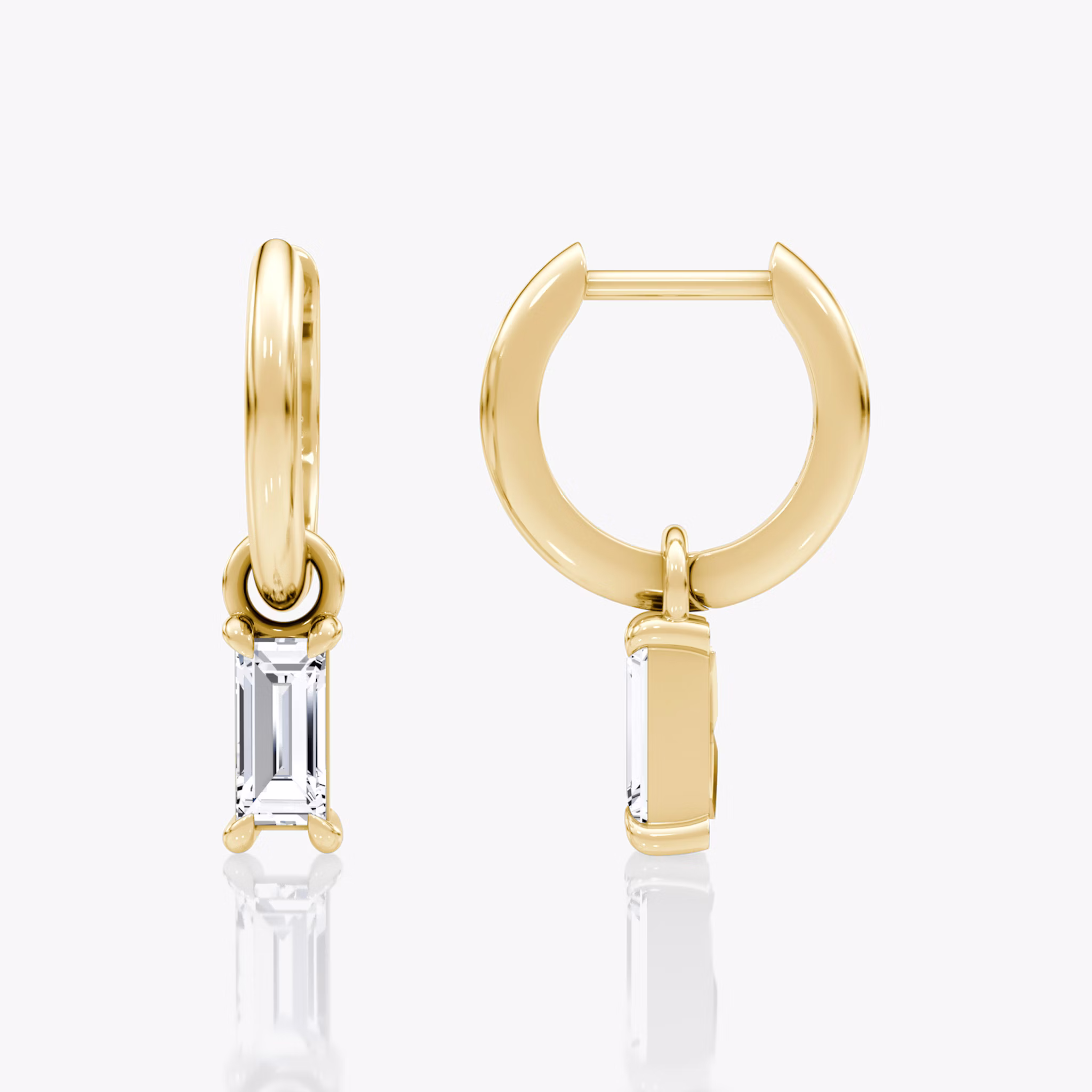 Charm Drop Huggie Hoop | Baguette | 14k | Yellow Gold | caratWeight: 0.25ct