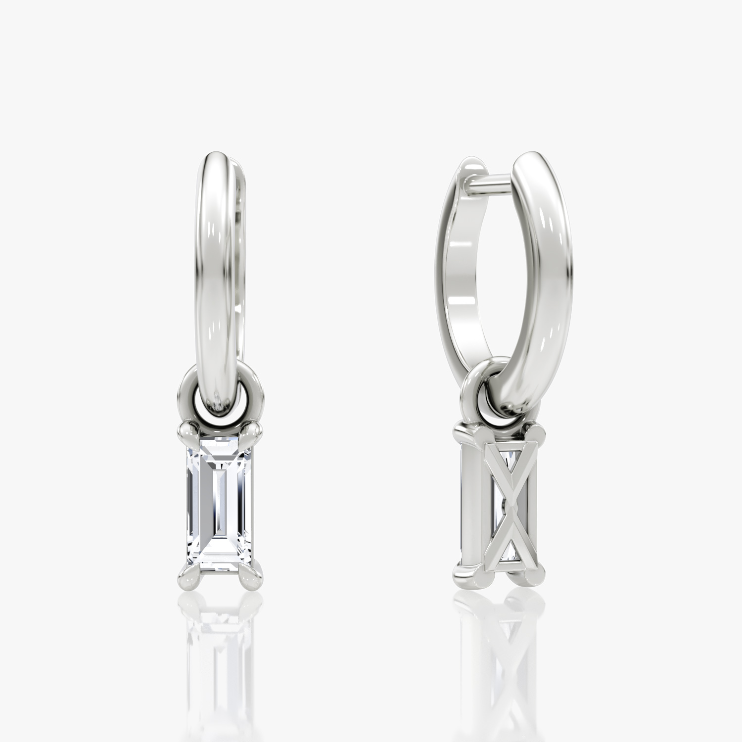 Charm Drop Huggie Hoop | Baguette | Sterling Silver | caratWeight: 0.25ct