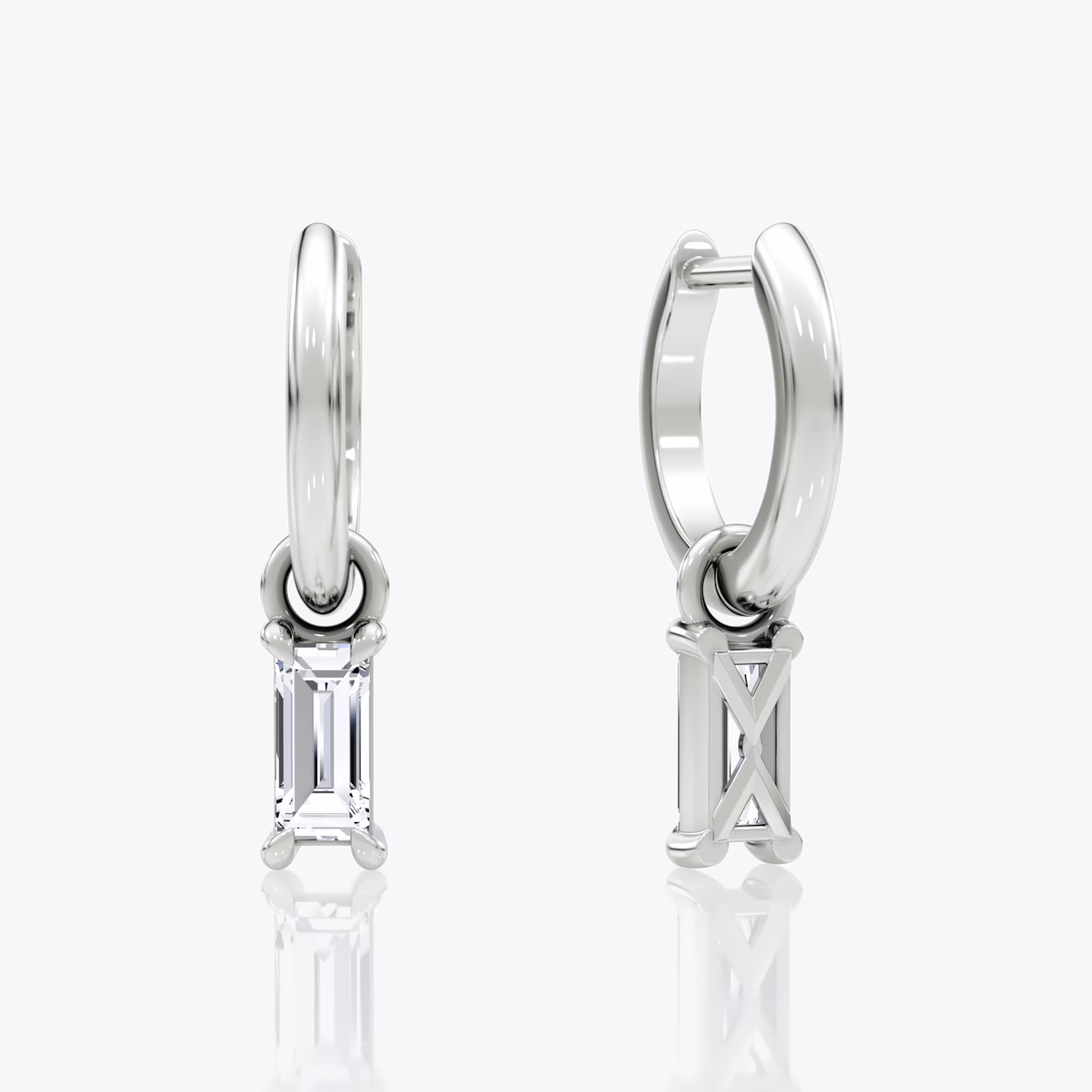Charm Drop Huggie Hoop | Baguette | Sterling Silver | caratWeight: 0.25ct
