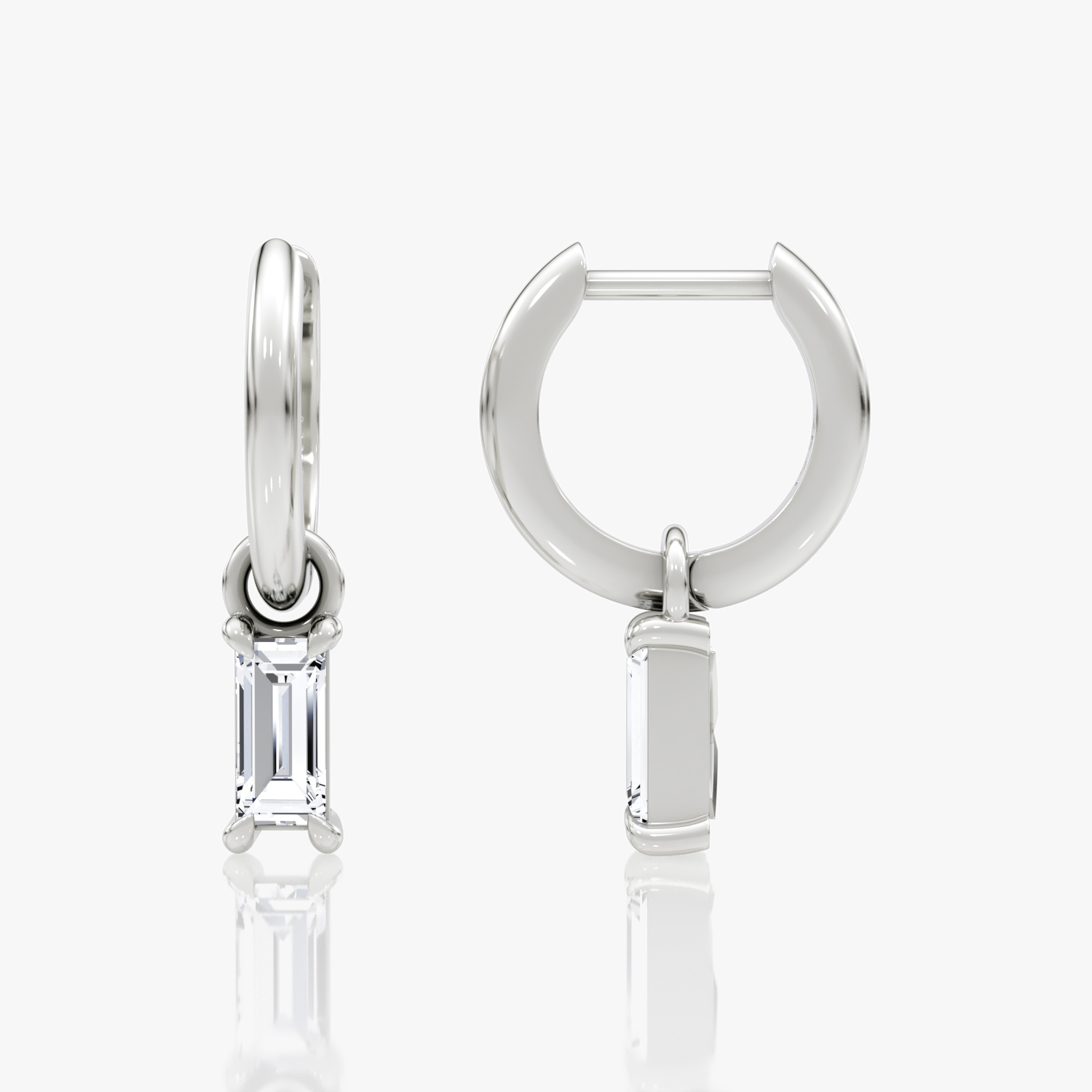 Charm Drop Huggie Hoop | Baguette | Sterling Silver | caratWeight: 0.25ct