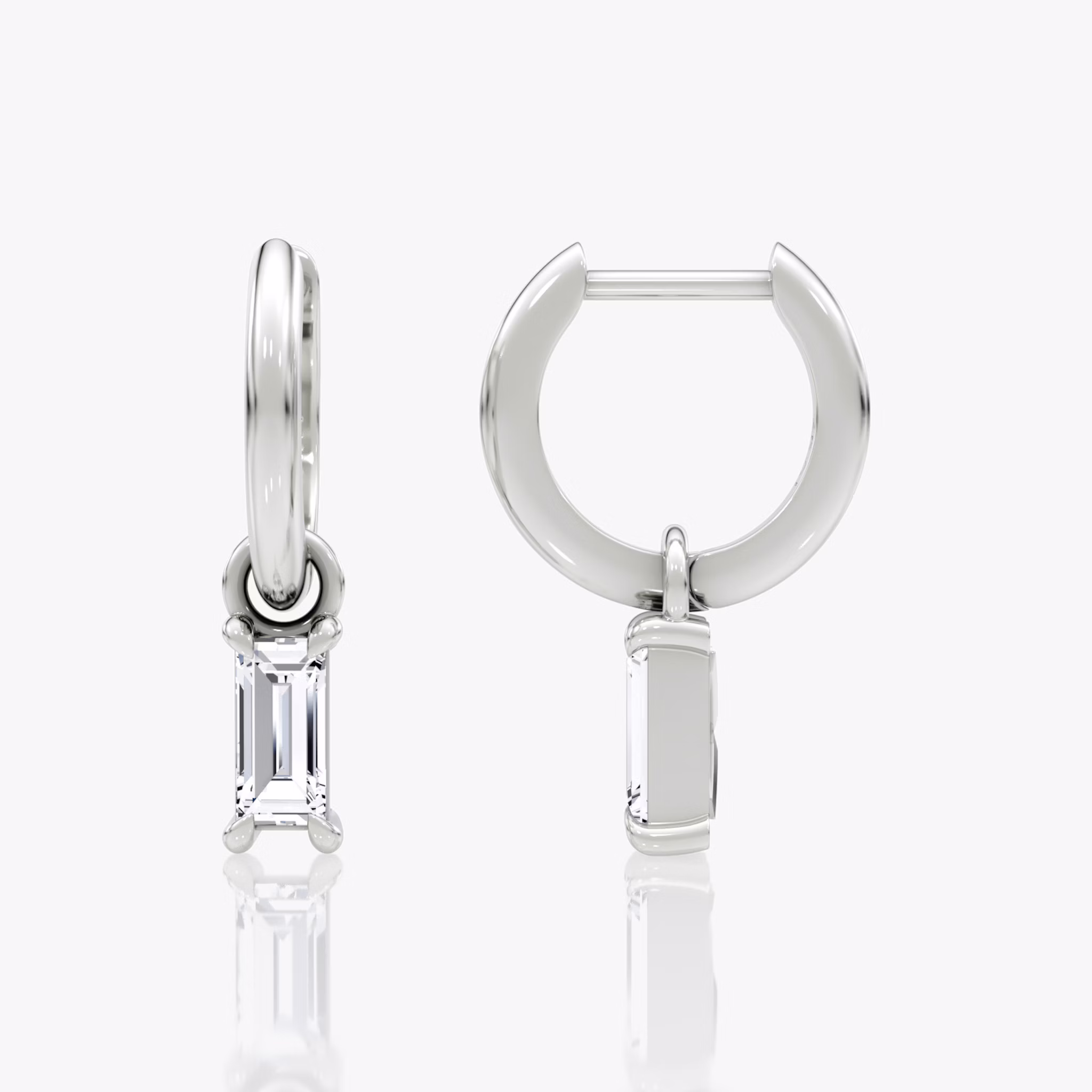 Charm Drop Huggie Hoop | Baguette | Sterling Silver | caratWeight: 0.25ct