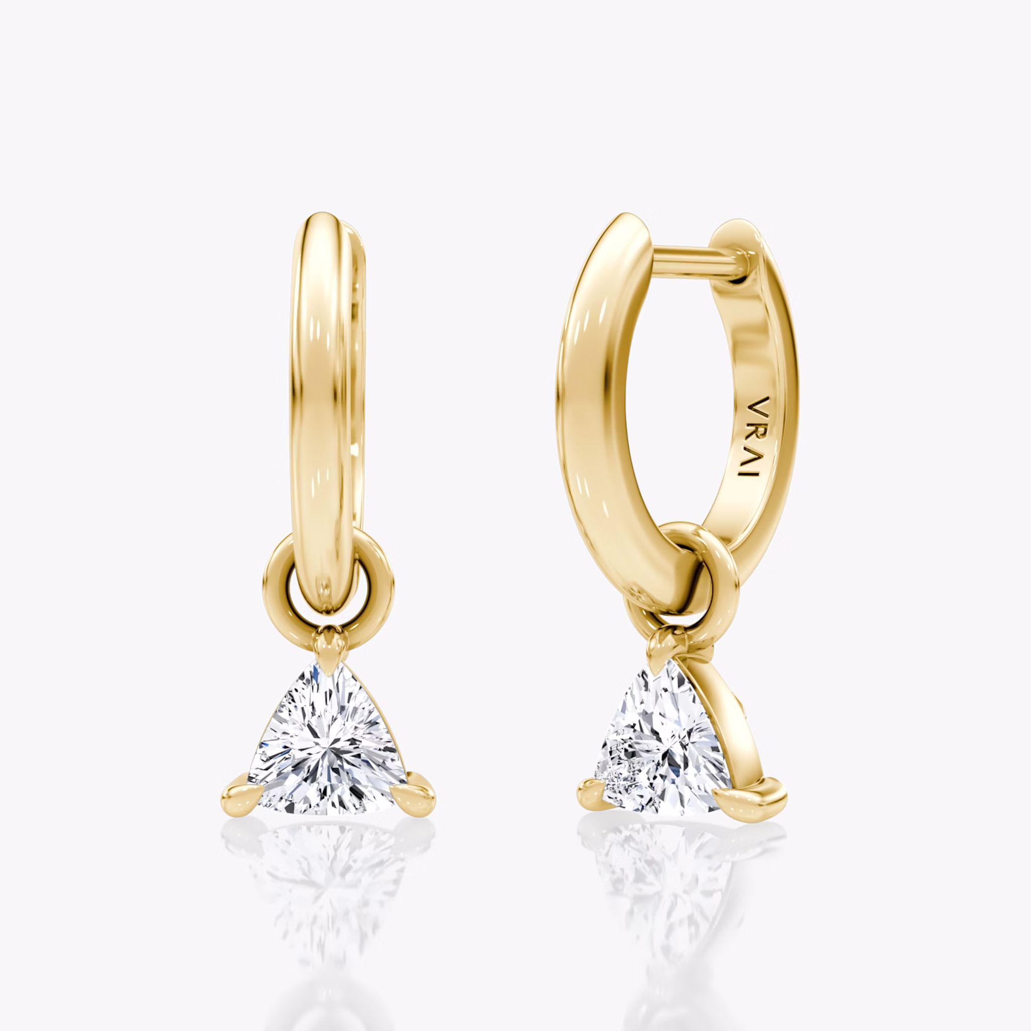 Charm Drop Huggie Hoop | Trillion | 14k | Yellow Gold | caratWeight: 0.25ct