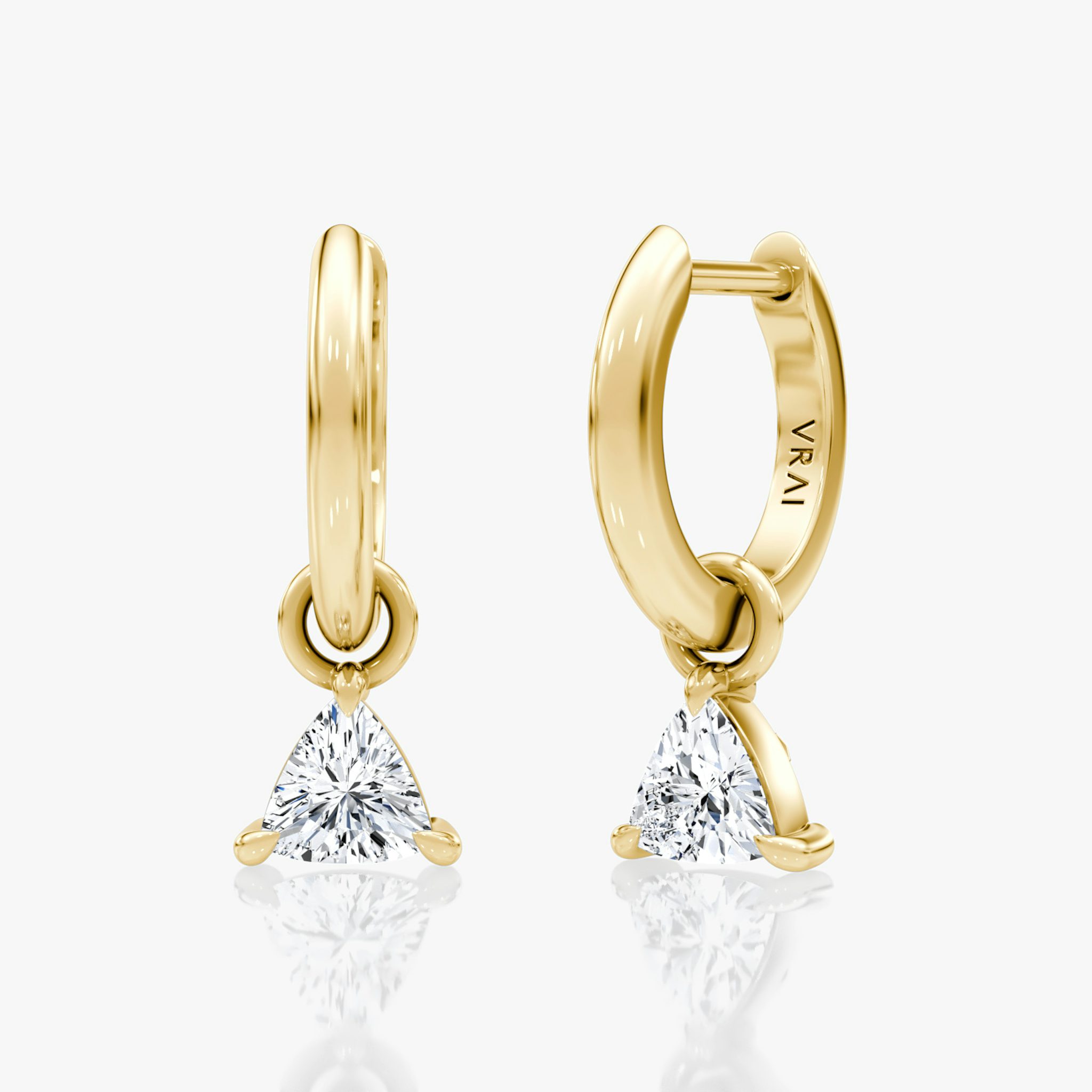 Charm Drop Huggie Hoop | Trillion | 14k | Yellow Gold | caratWeight: 0.25ct