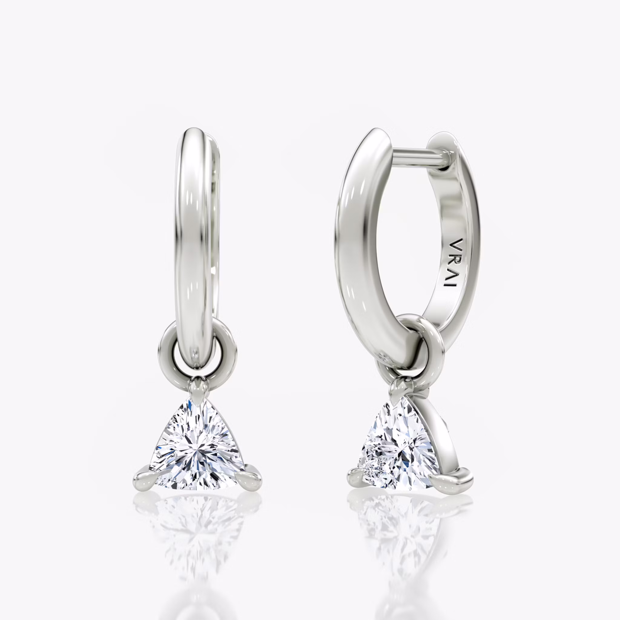 Charm Drop Huggie Hoop Trillion | White Gold