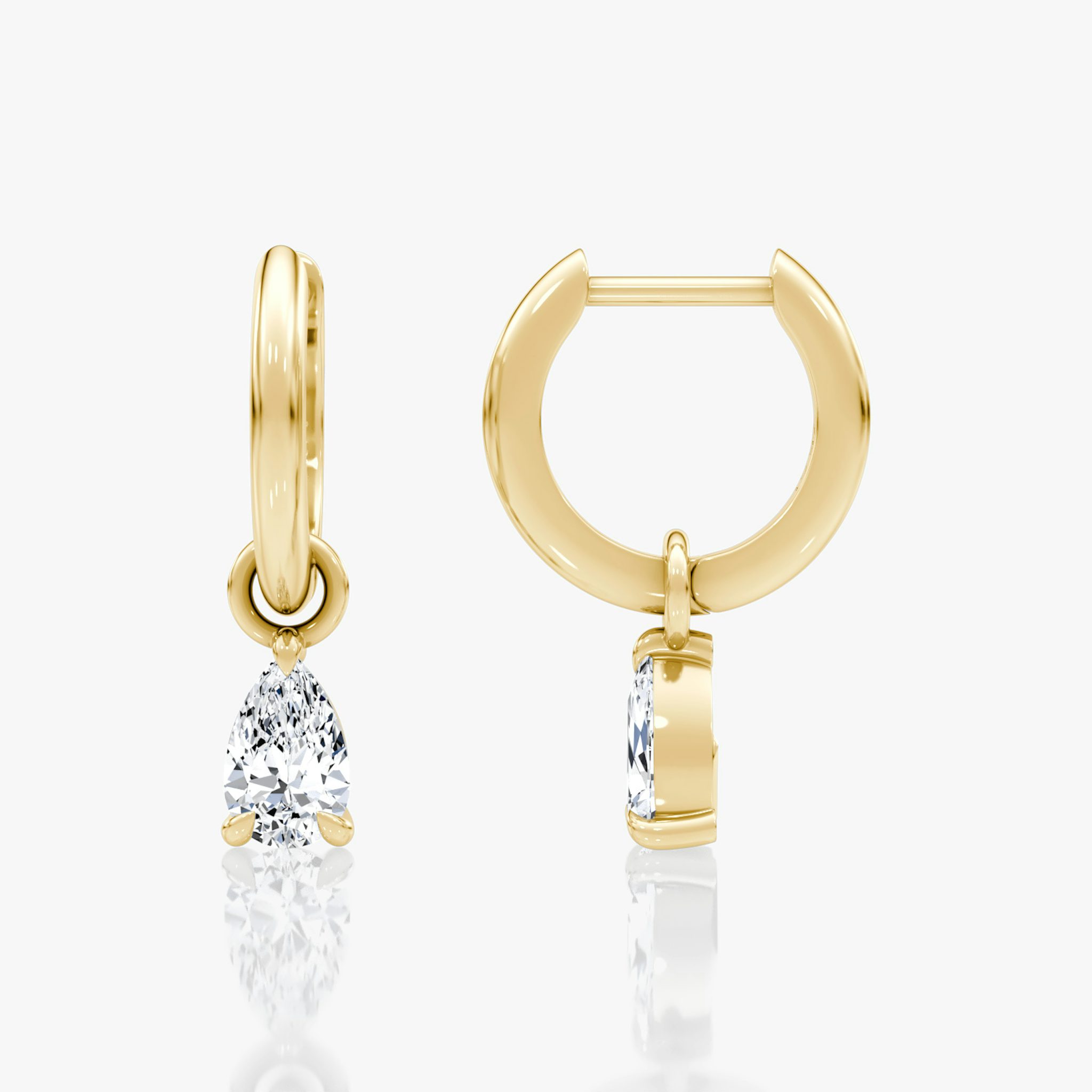 Charm Drop Huggie Hoop | Pear | 14k | Yellow Gold | caratWeight: 0.25ct