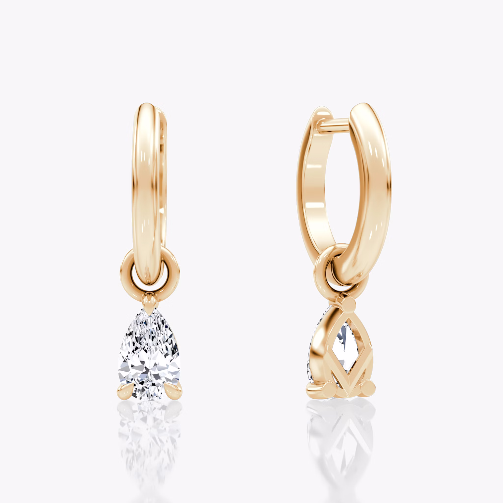 Charm Drop Huggie Hoop | Pear | 14k | Rose Gold | caratWeight: 0.25ct