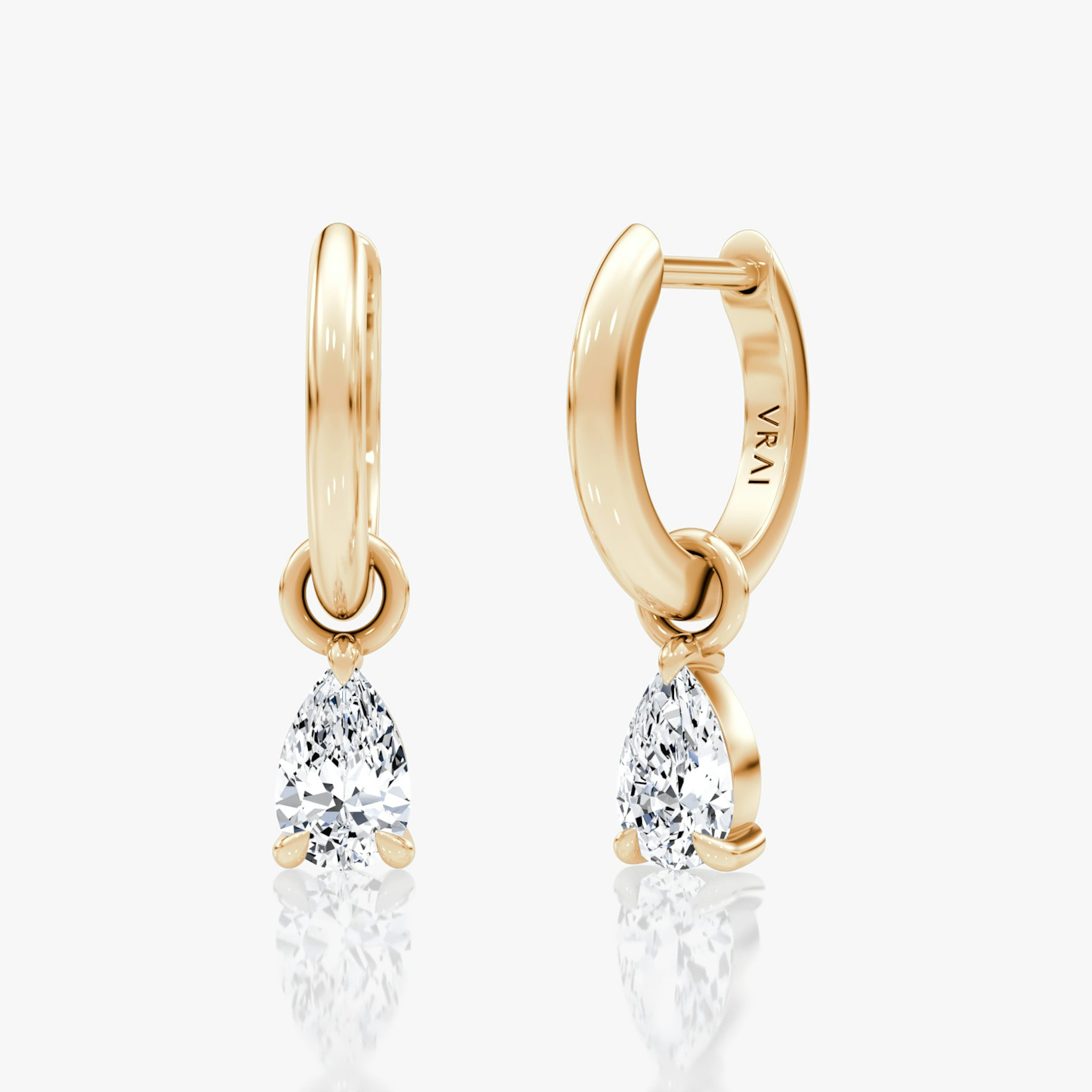 Charm Drop Huggie Hoop | Pear | 14k | Rose Gold | caratWeight: 0.25ct